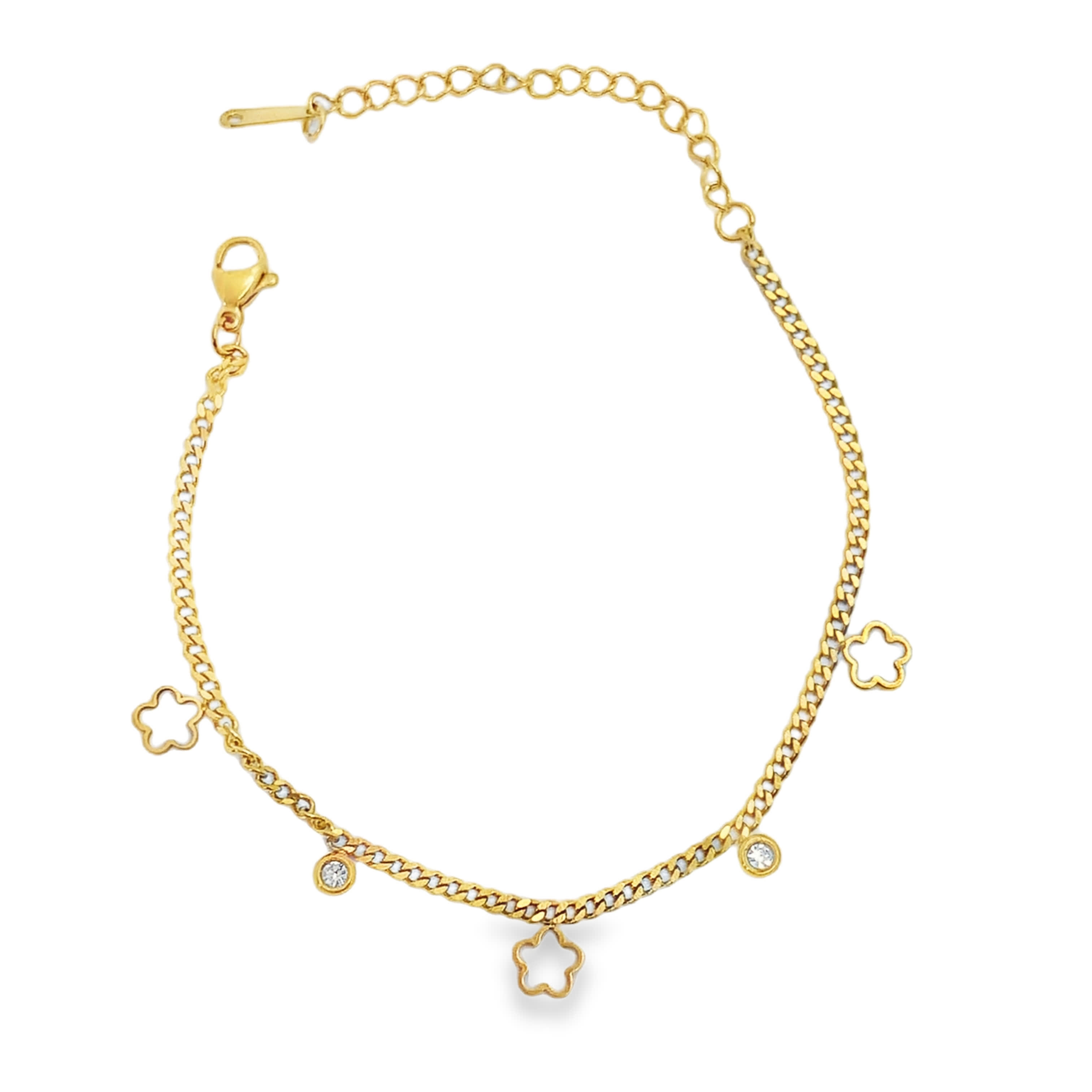 Bransoletka ze złoconej stali z łańcuszkiem i akcentami i