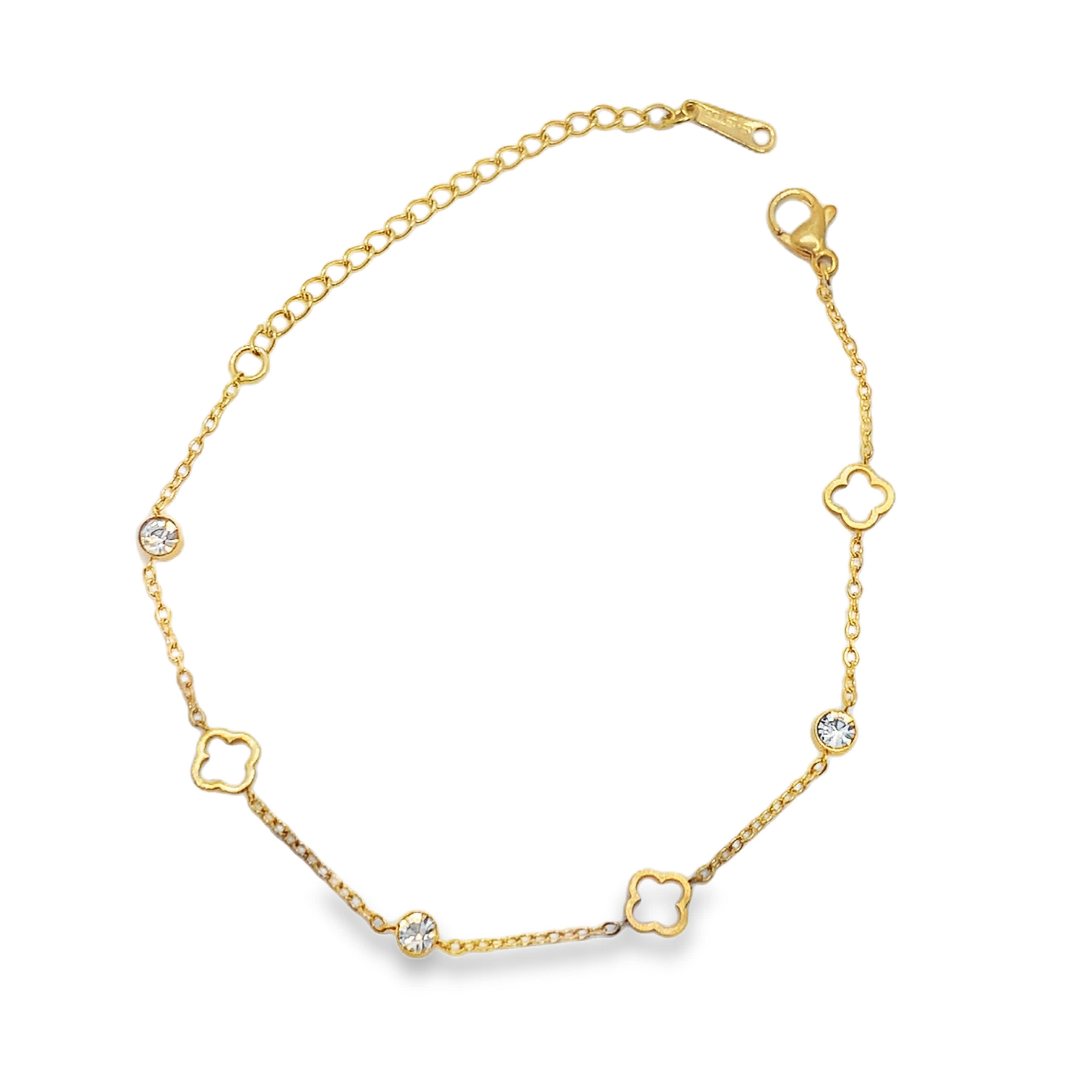 Elegancka złocona bransoletka łańcuszkowa z kryształowymi akcentami