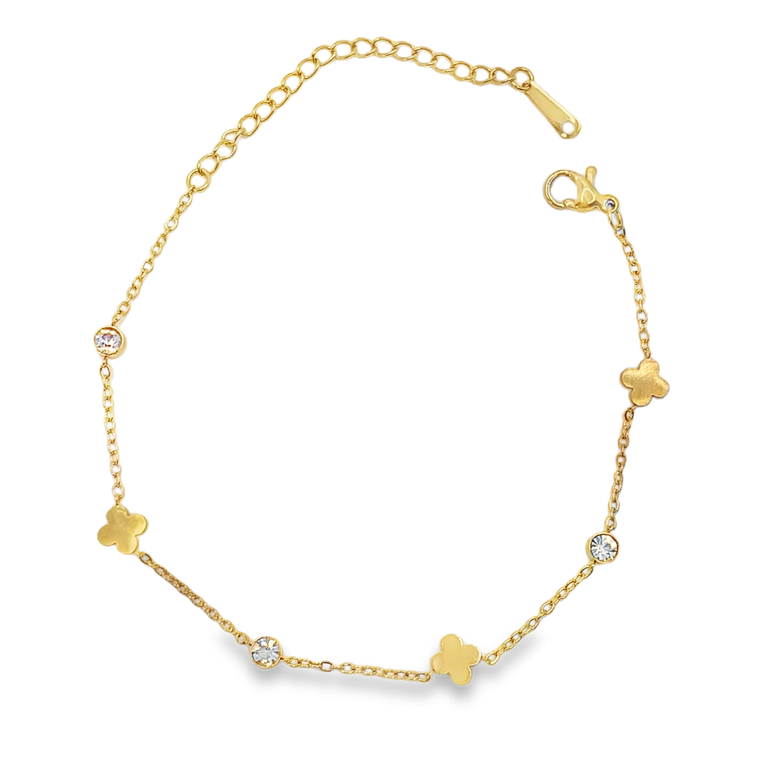 Bransoletka ze złoconej stali z okrągłymi kamieniami