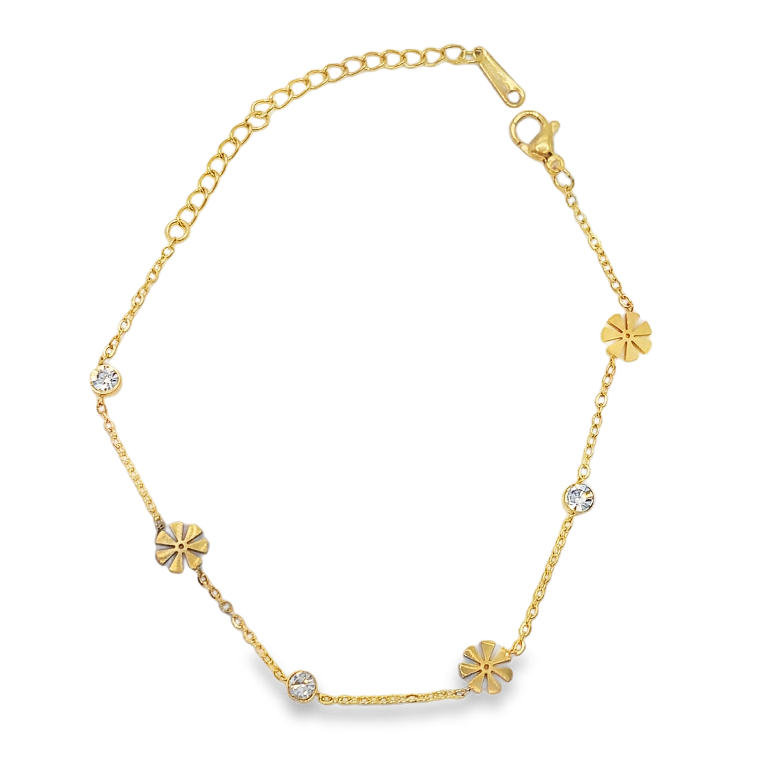 Złocona bransoletka łańcuszkowa z okrągłymi kamieniami