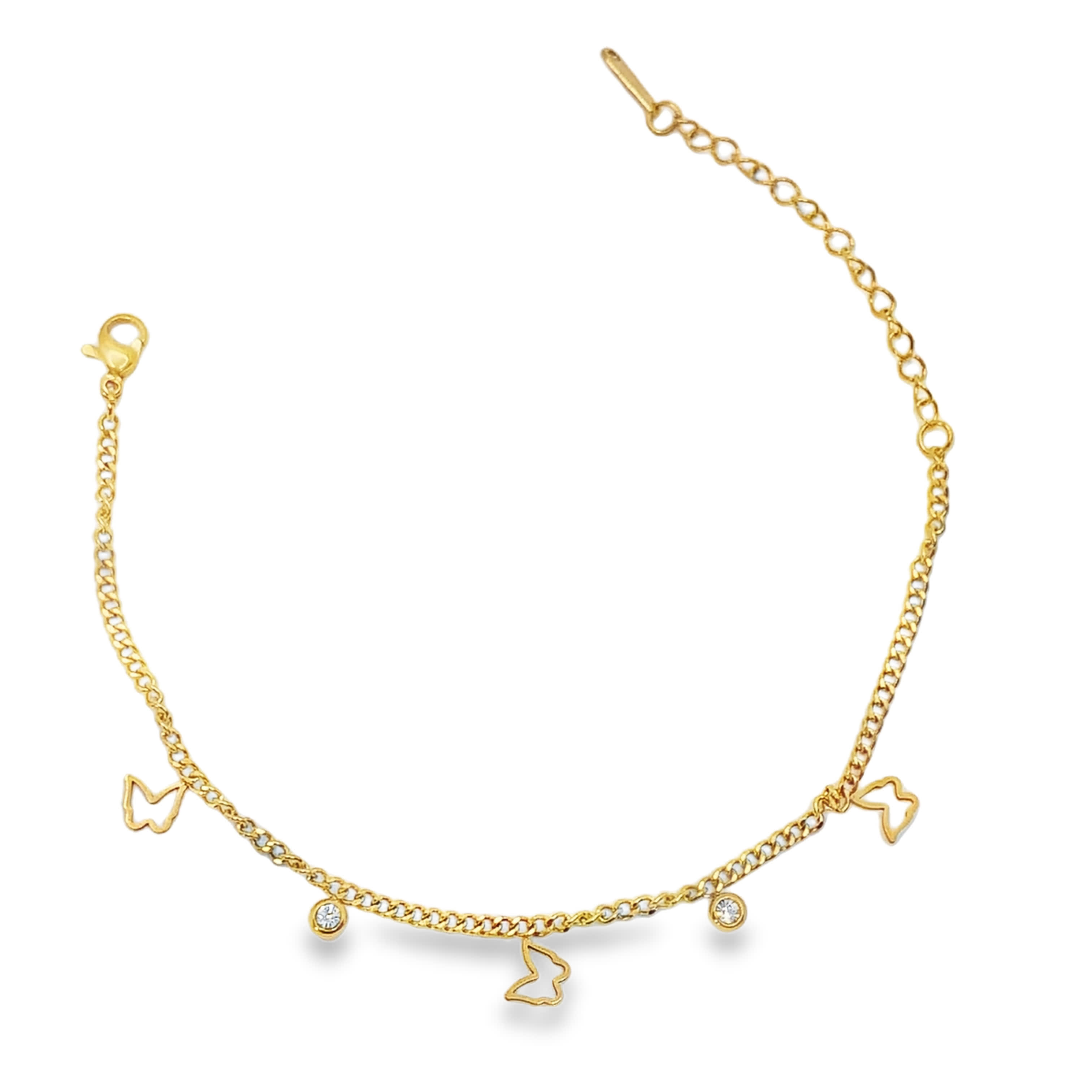 Delikatna bransoletka ze złoconej stali z łańcuszkiem i akcentami i