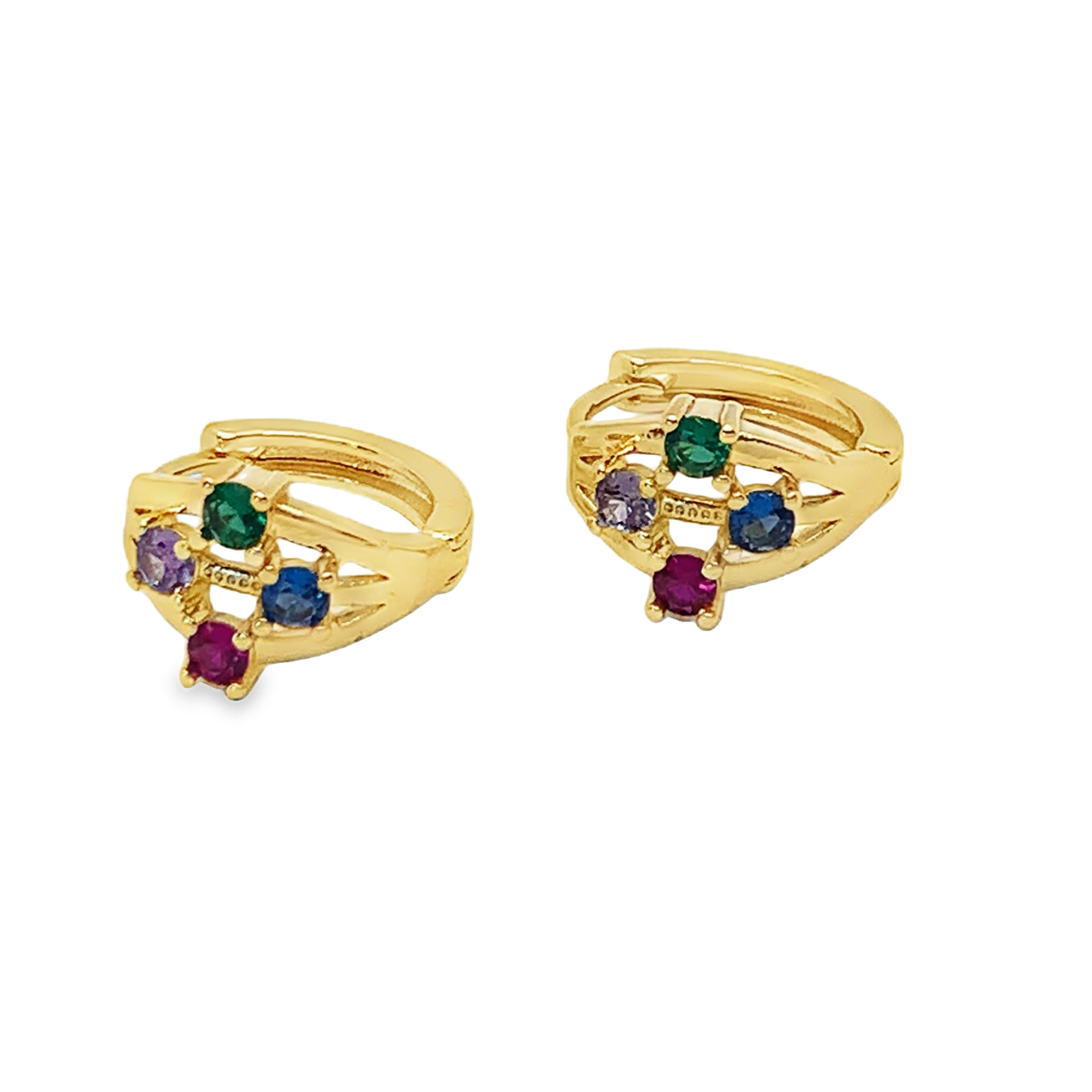 Złocone kolczyki koła z kaboszonami z ametystu