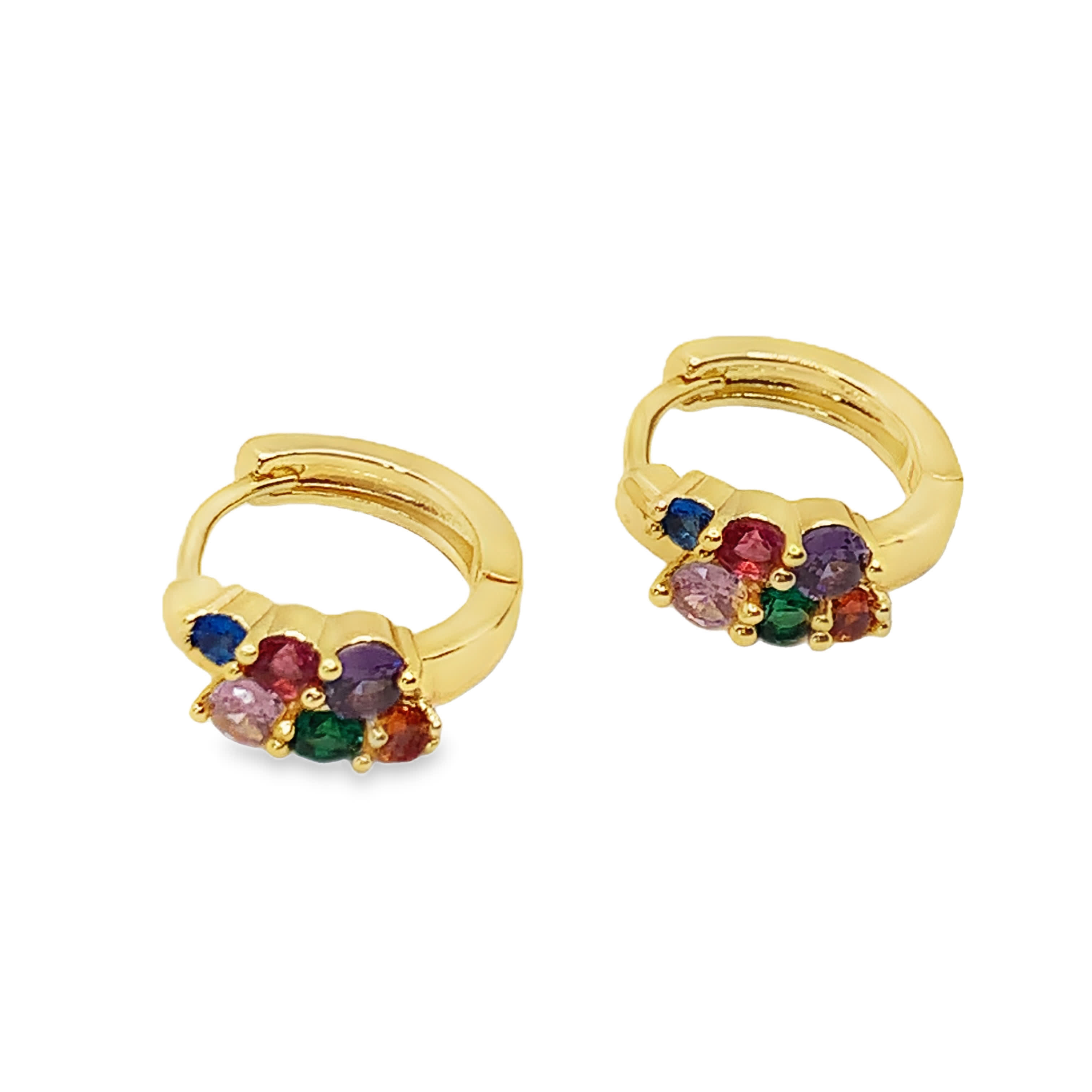 Złocone kolczyki koła z czerwono-pomarańczowym kryształowym akcentem