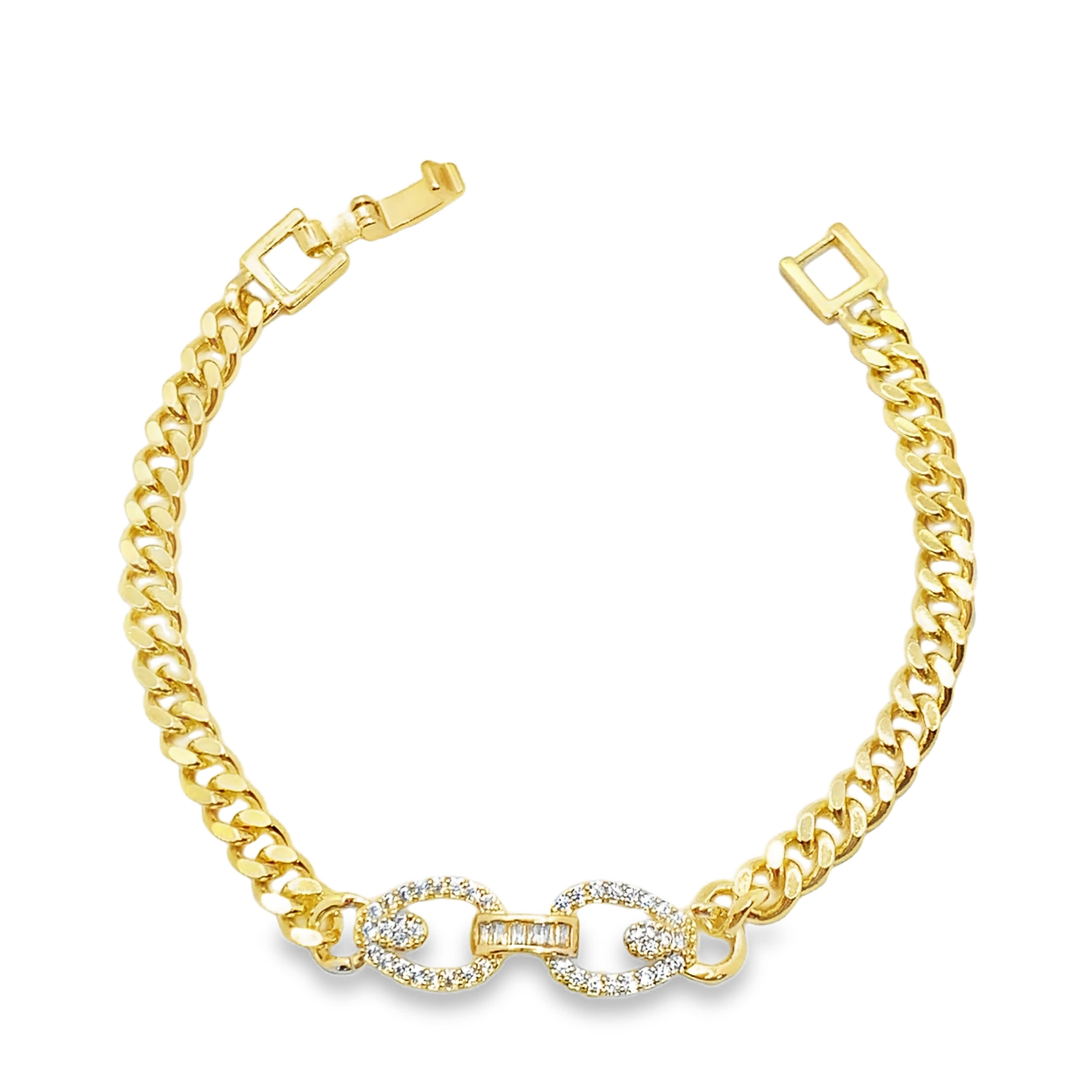 Bransoletka ze złoconej stali z okrągłymi kamieniami