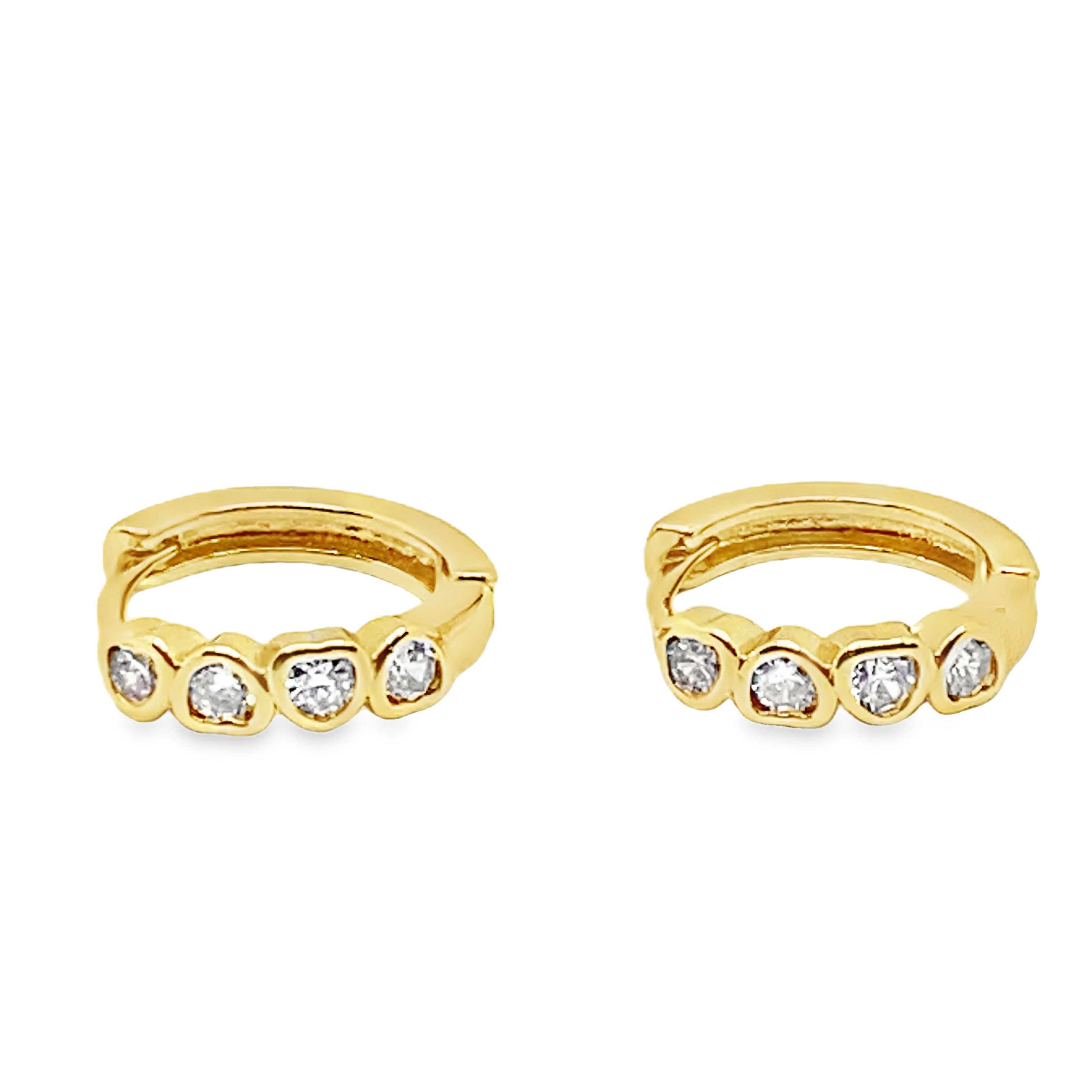 Kolczyki koła ze złoconej stali z okrągłymi kamieniami