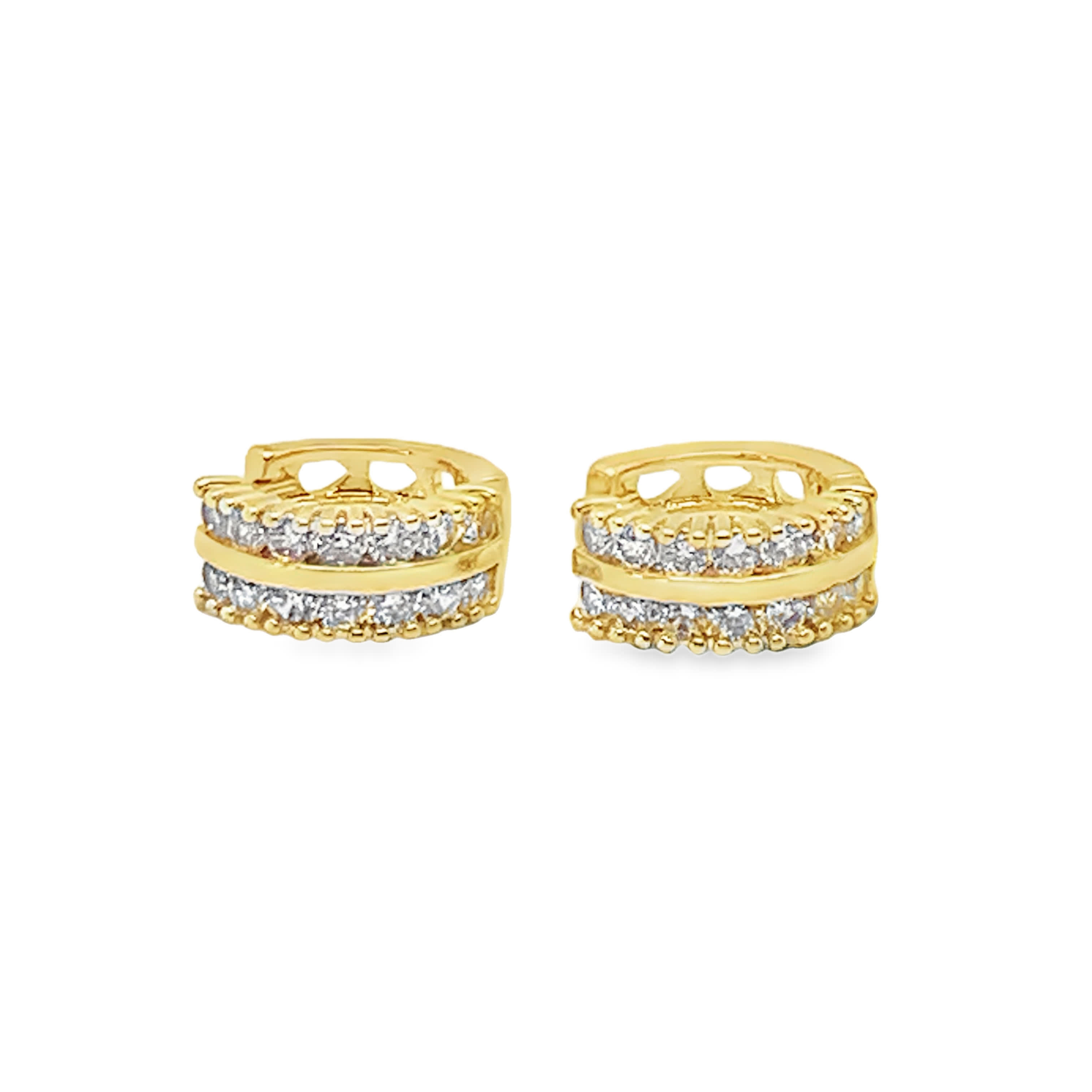 Kolczyki koła ze złoconej stali z okrągłymi kamieniami