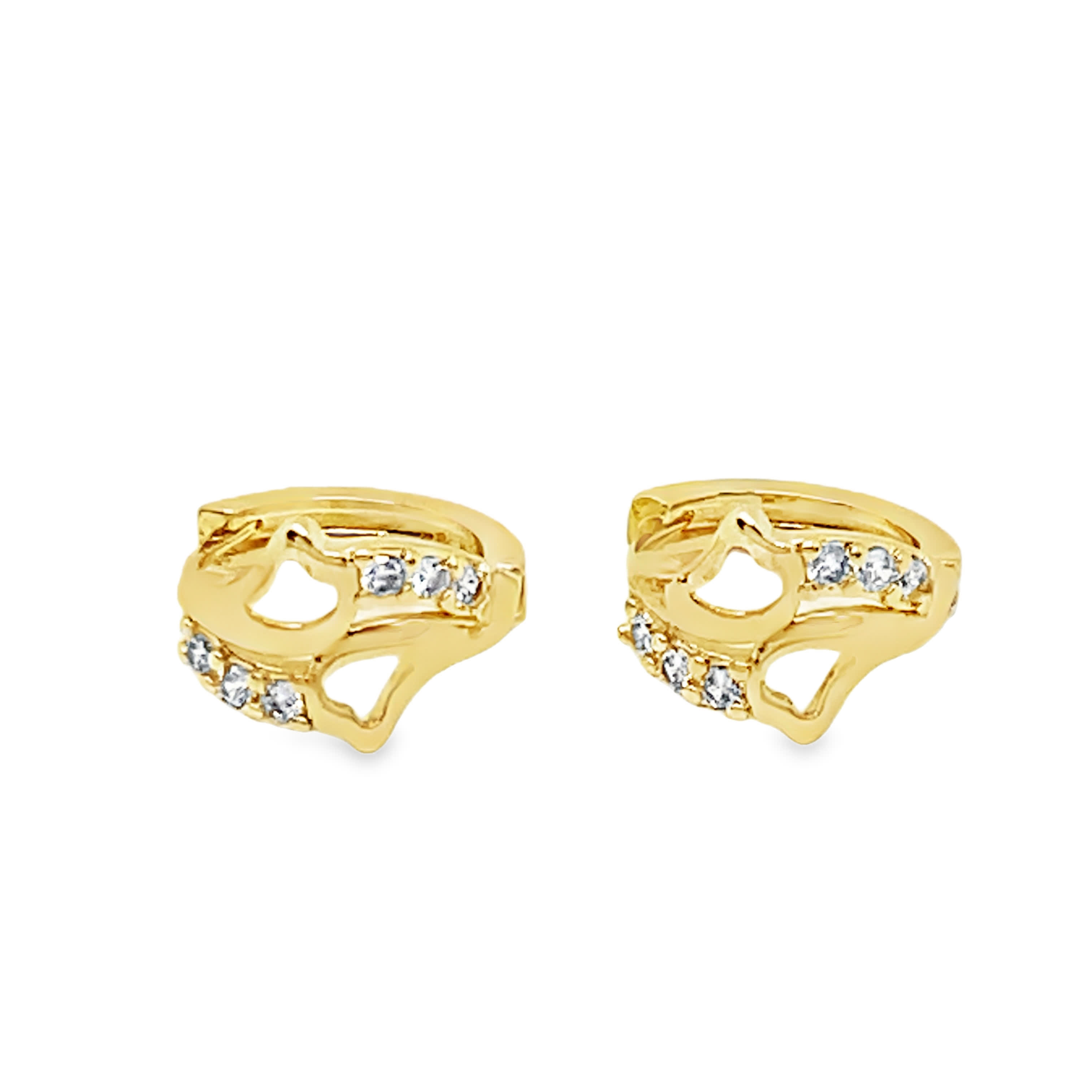 Kolczyki koła ze złoconej stali z okrągłymi kamieniami