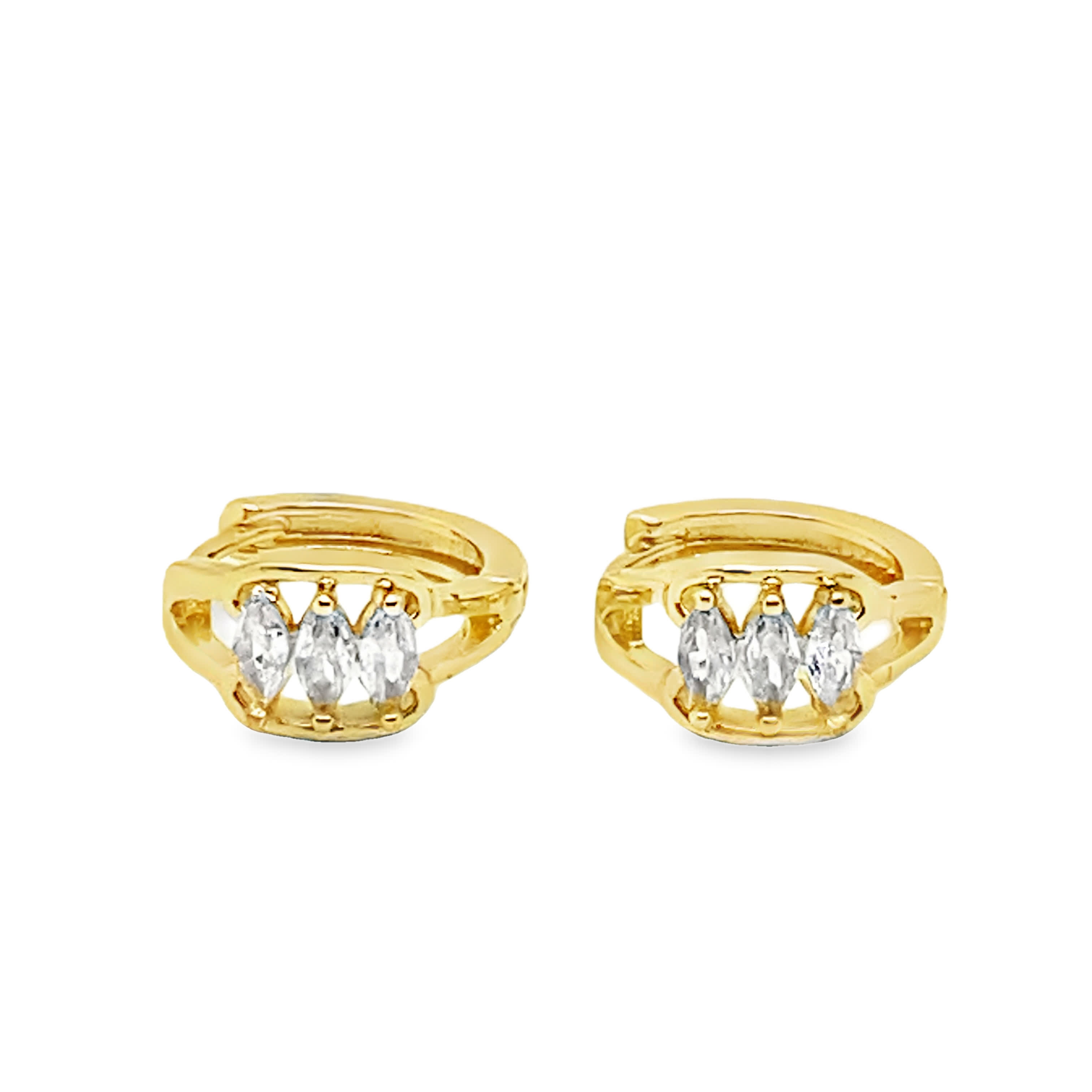 Złocone kolczyki koła z kryształami o szlifie markizowym