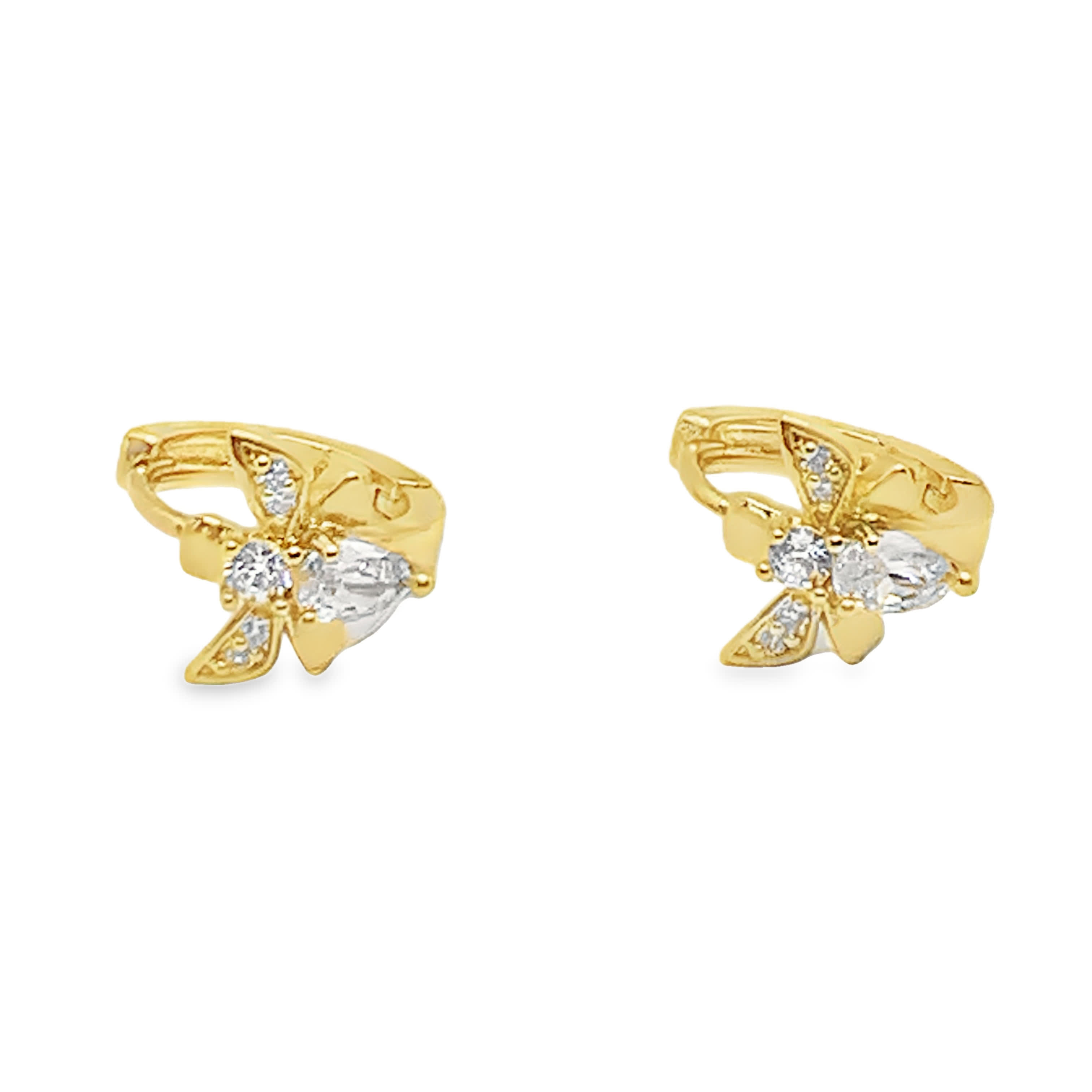 Złocone kolczyki koła z kryształowymi akcentami w kształcie gruszki