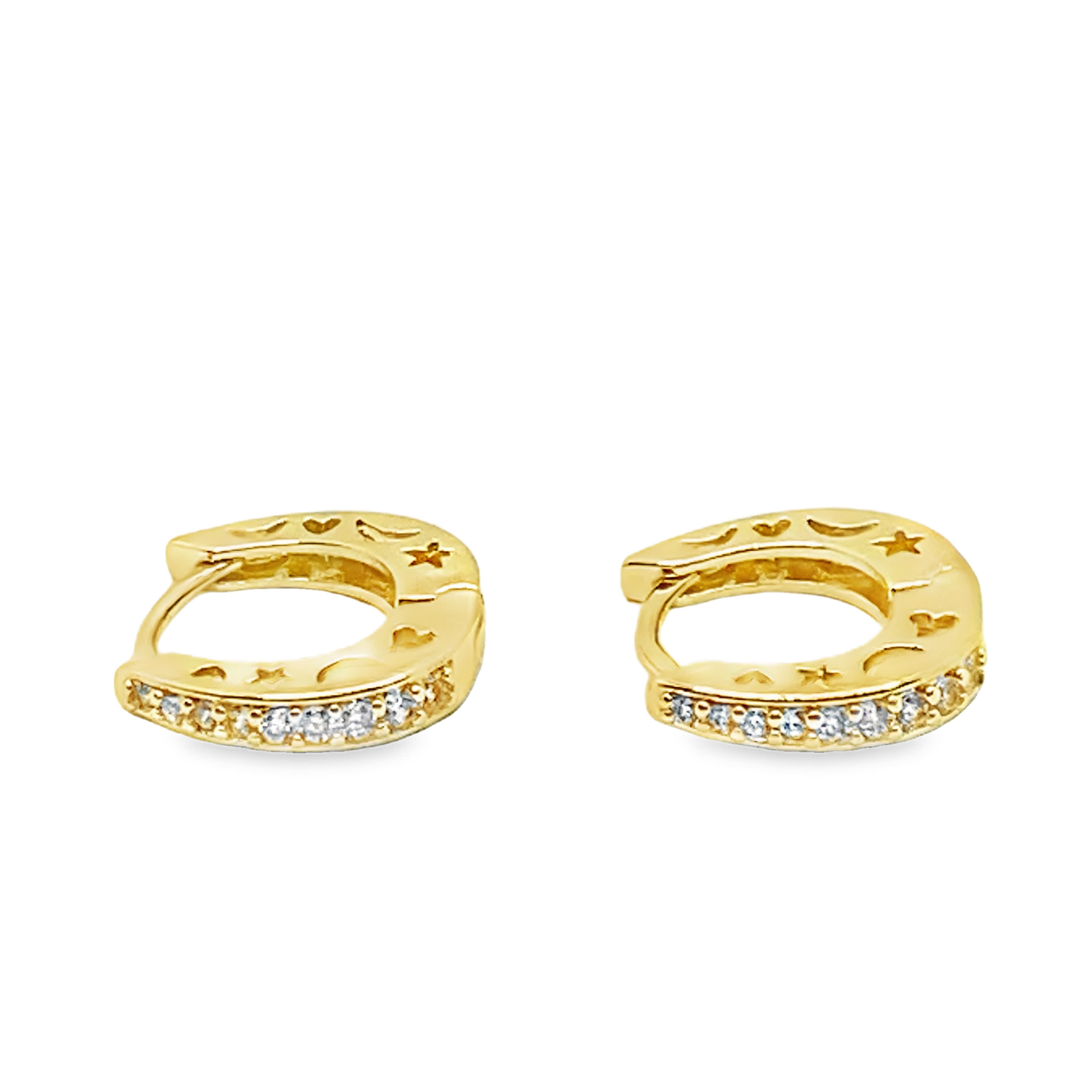 Złocone kolczyki koła z błyszczącymi kryształowymi akcentami