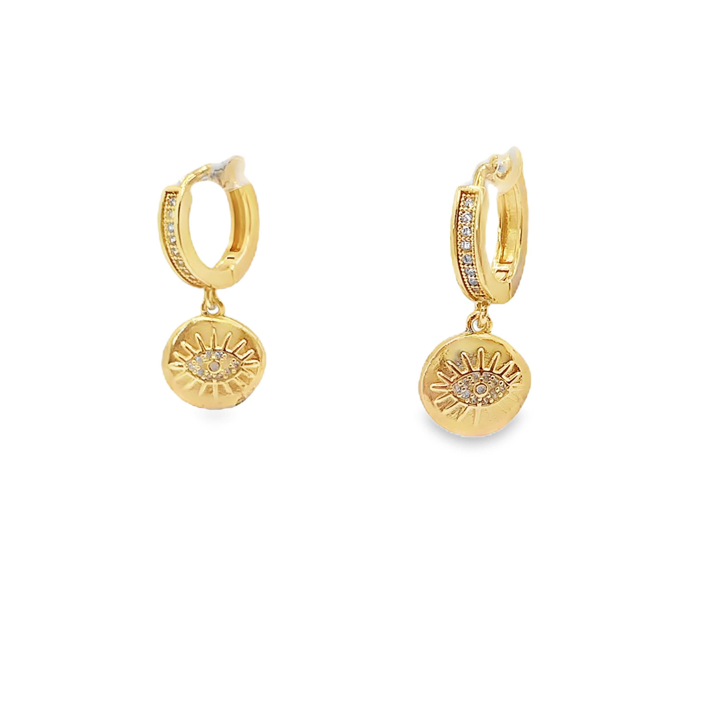 Kolczyki koła ze złoconej stali z okrągłymi kamieniami