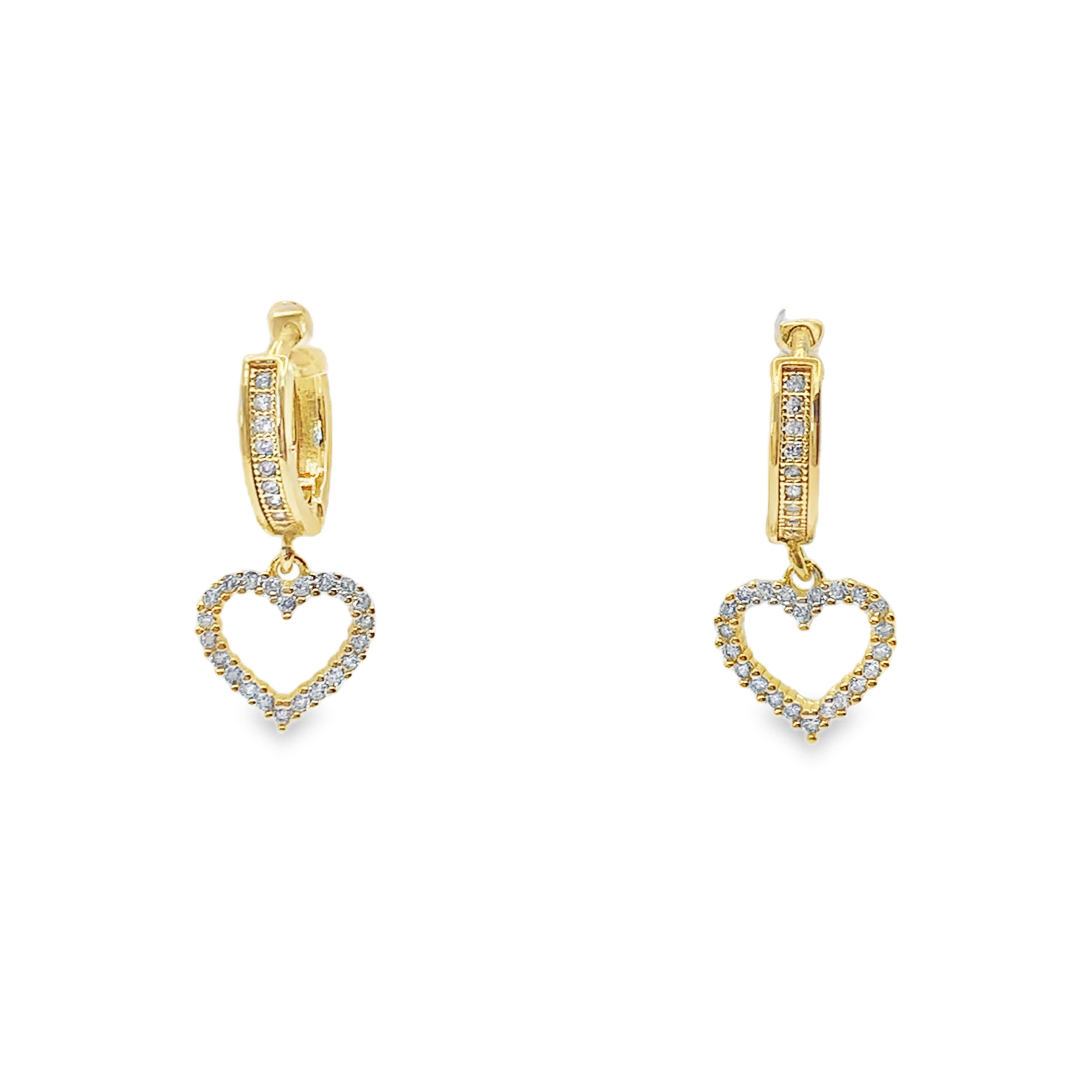 Kolczyki wiszące ze złoconej stali z okrągłymi kamieniami