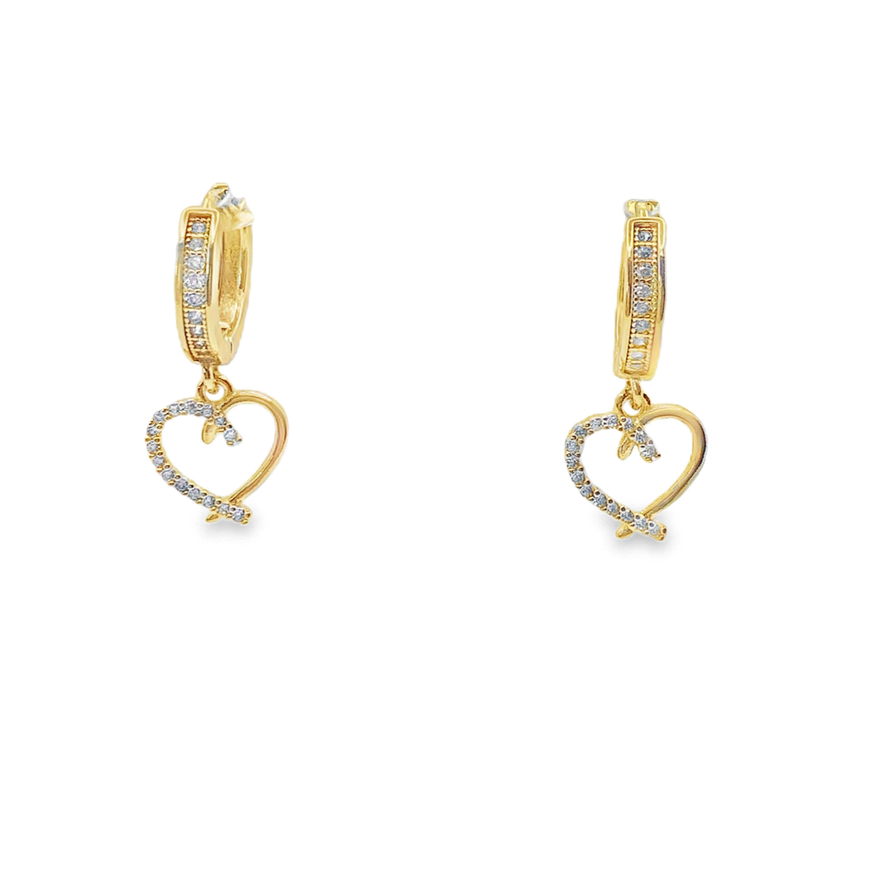 Kolczyki wiszące ze złoconej stali z okrągłymi kamieniami