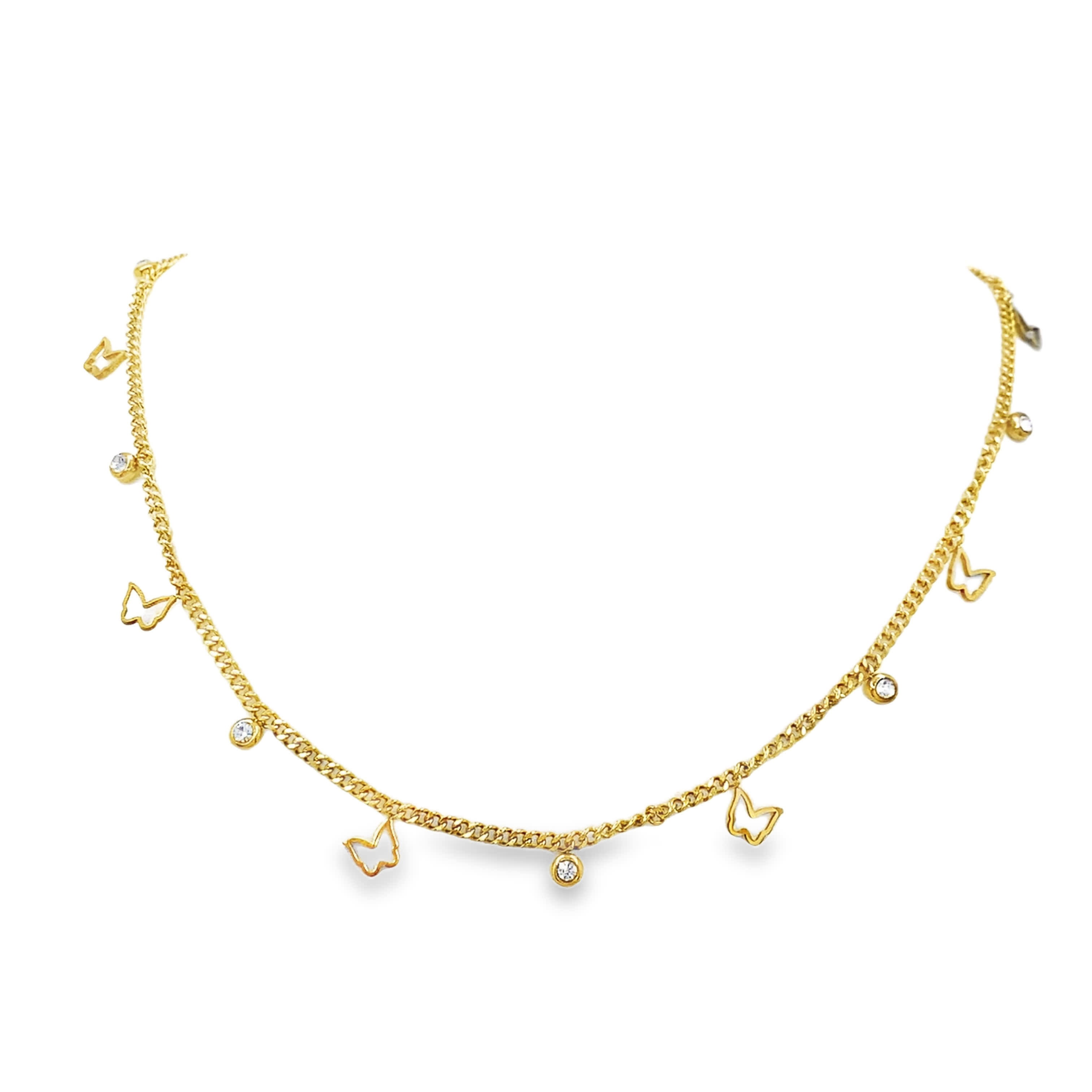 Naszyjnik ze złoconej stali z okrągłymi kamieniami