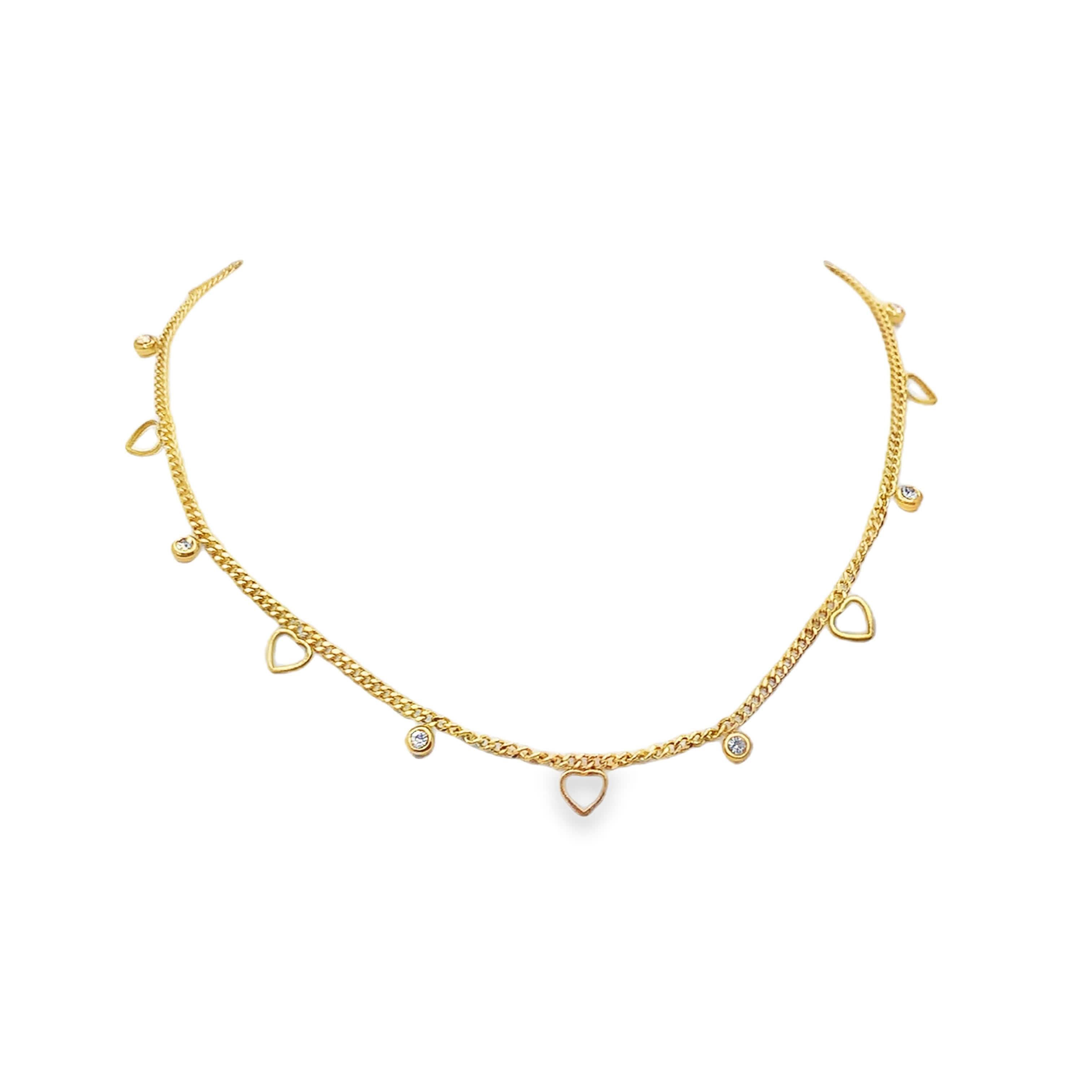 Elegancki naszyjnik ze złoconej stali z okrągłymi kamieniami