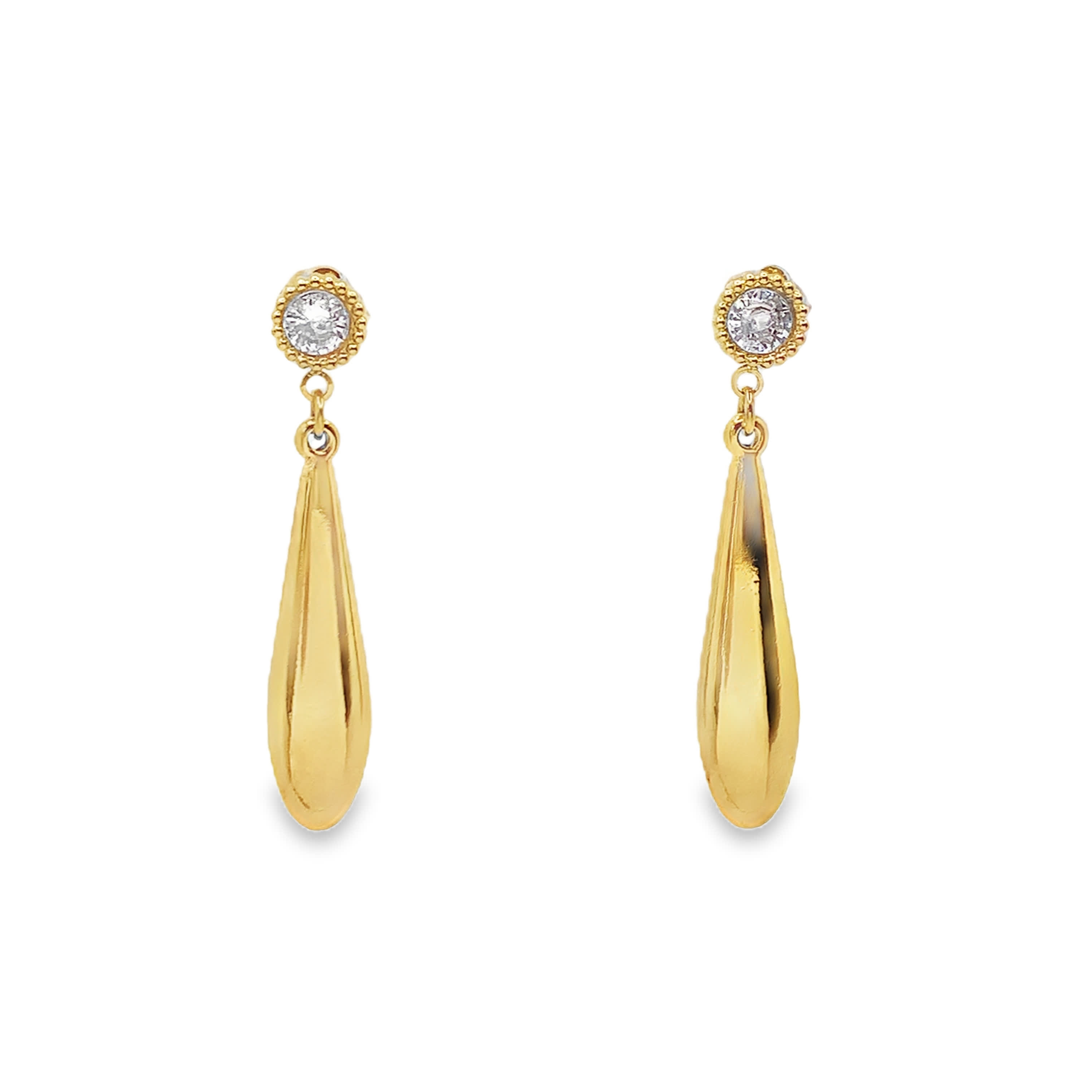 Kolczyki ze złoconej stali z okrągłymi kamieniami