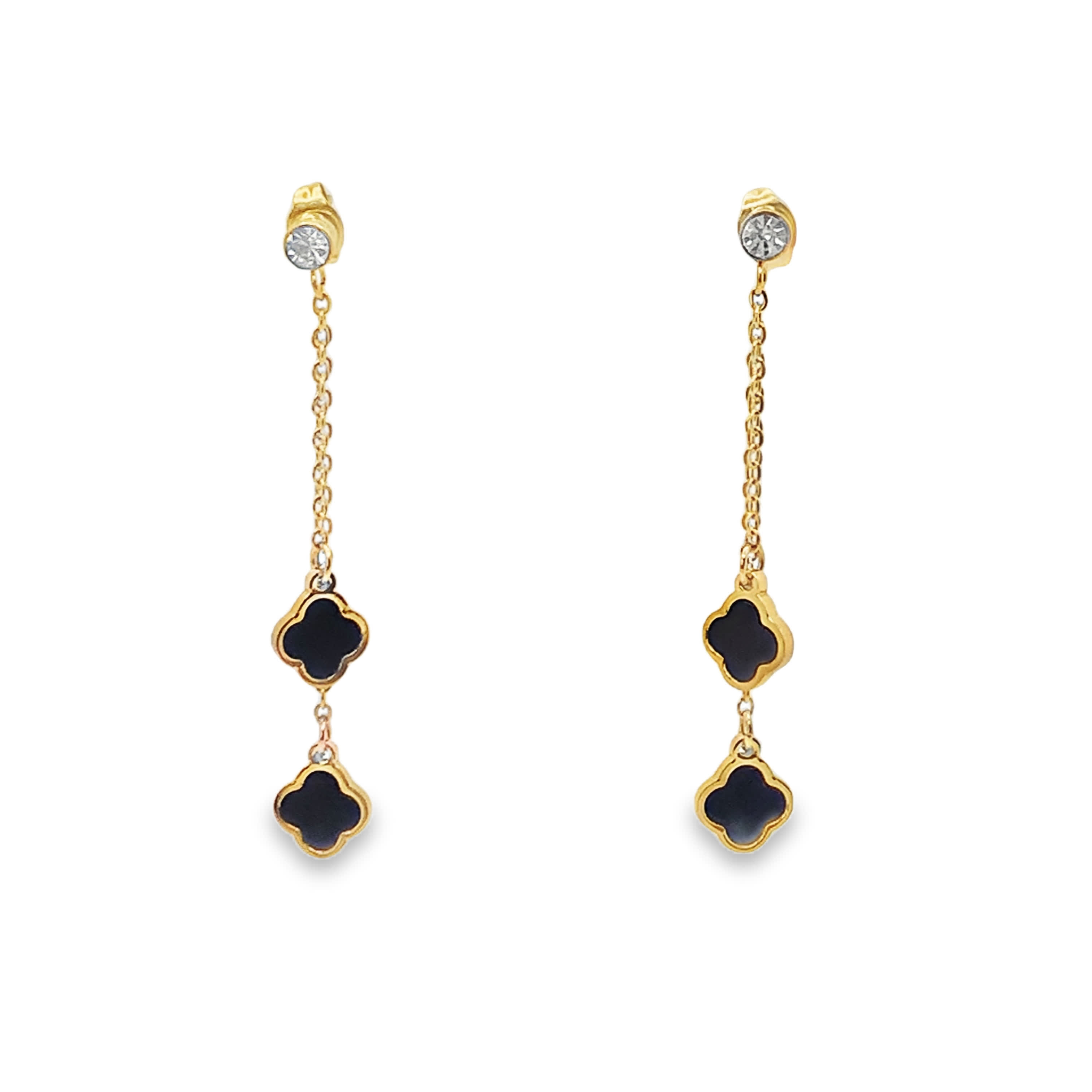 Złocone wiszące kolczyki z okrągłymi, brylantowymi akcentami i