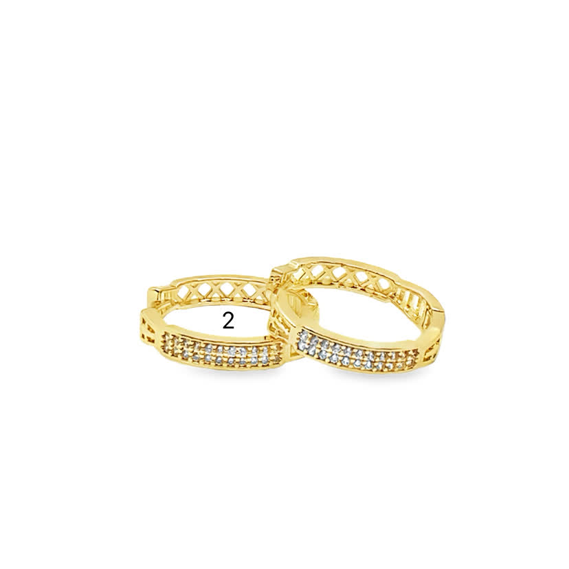 Kolczyki koła ze złoconej stali z akcentami cyrkonii