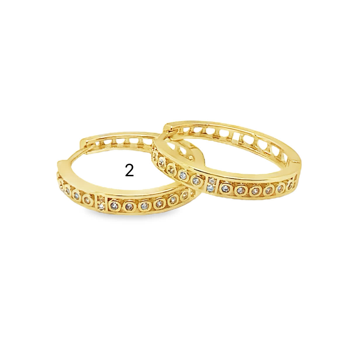 Kolczyki koła ze złoconej stali z okrągłymi kamieniami