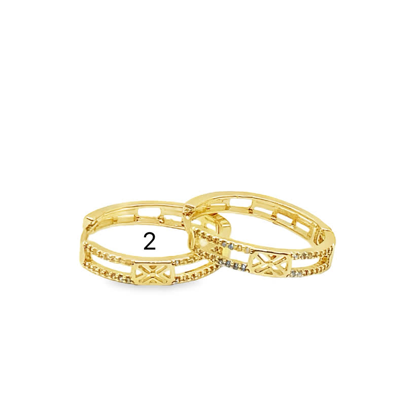 Kolczyki koła ze złoconej stali z kamieniami