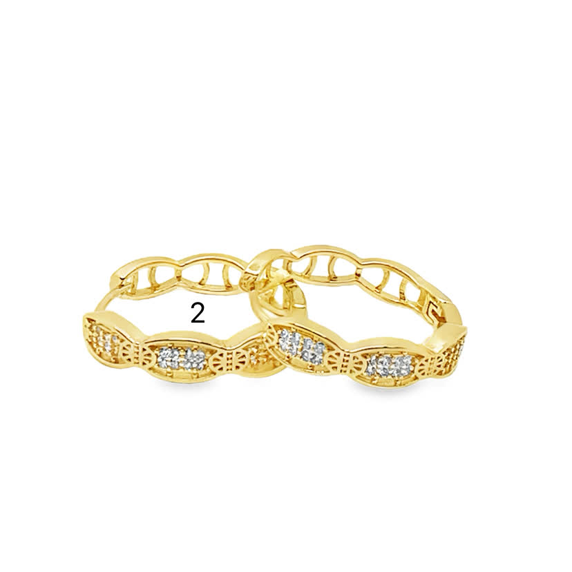 Kolczyki koła ze złoconej stali z okrągłymi kamieniami