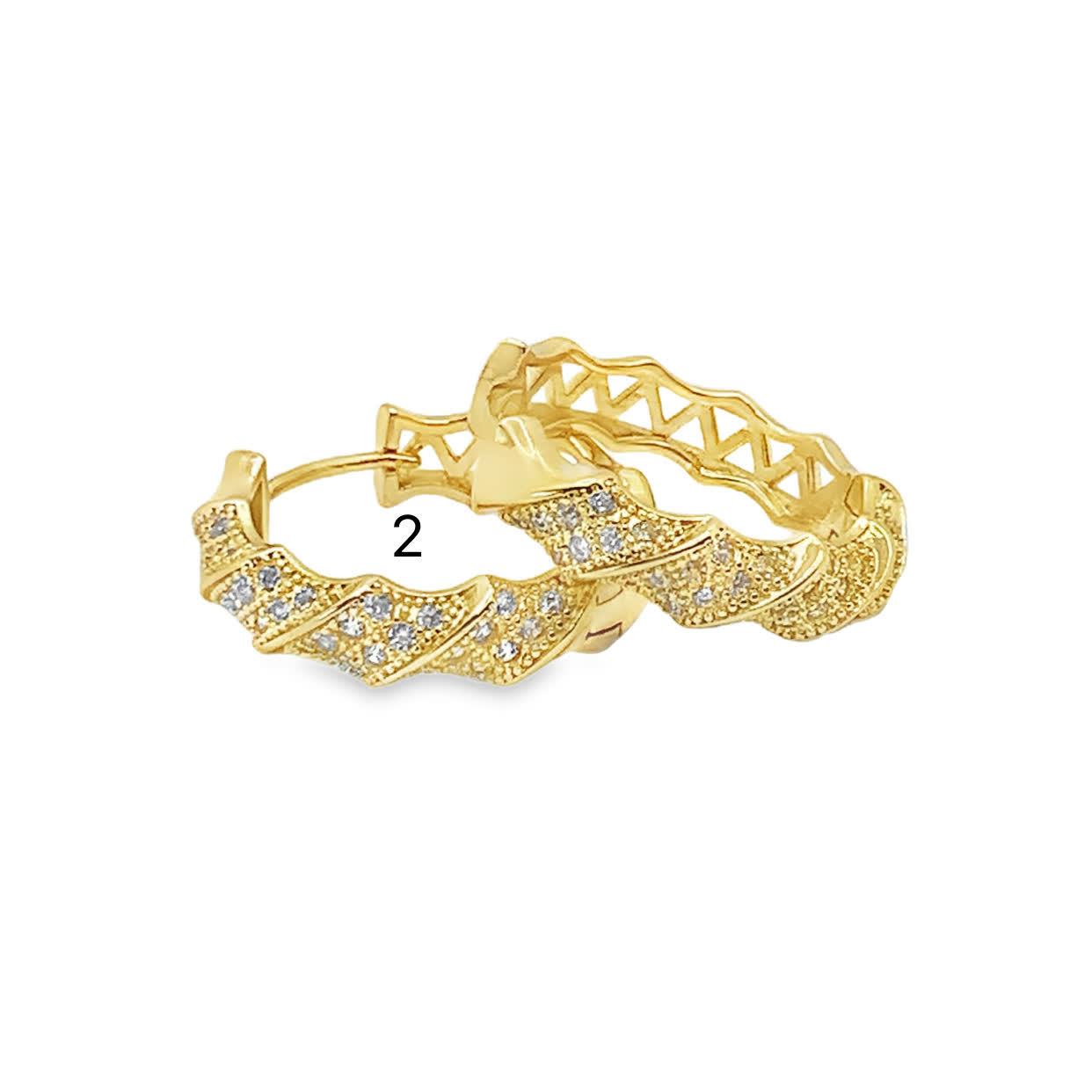 Kolczyki koła ze złoconej stali z kamieniami