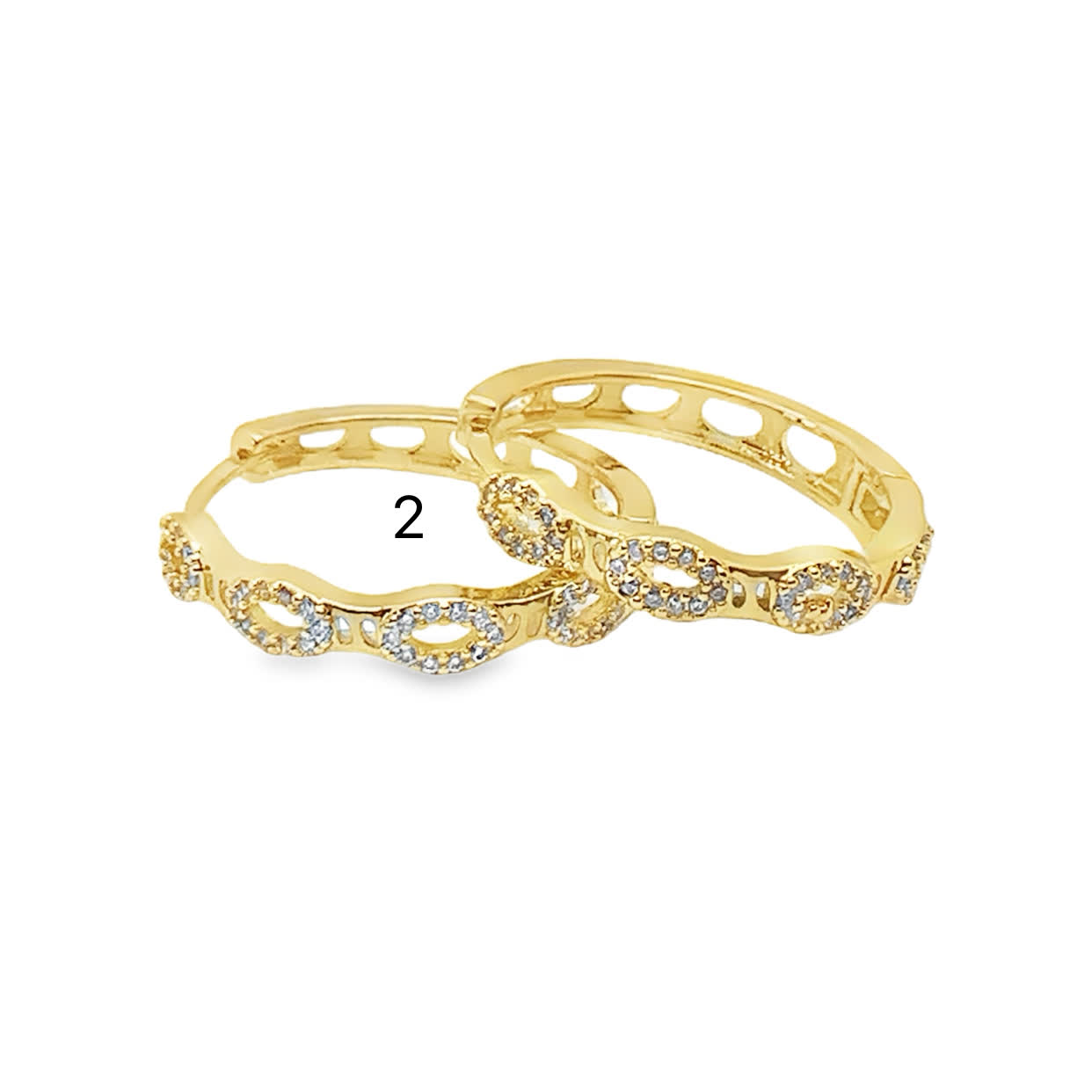 Kolczyki koła ze złoconej stali z okrągłymi kamieniami