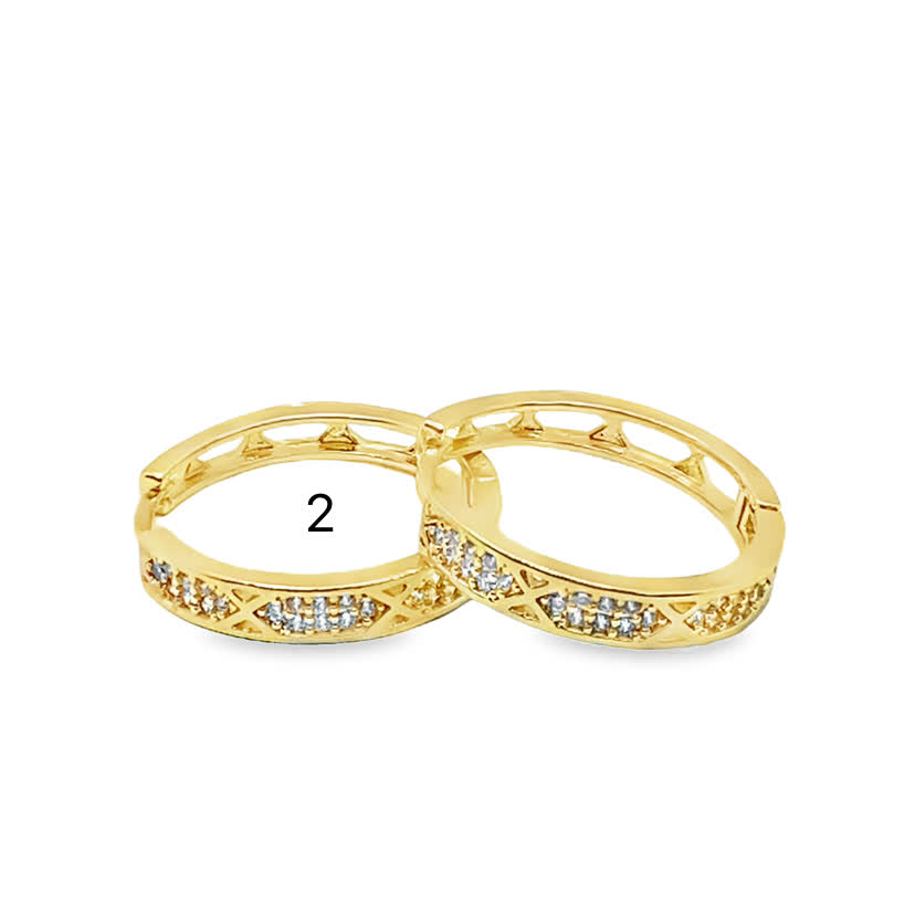 Kolczyki koła ze złoconej stali z kamieniami