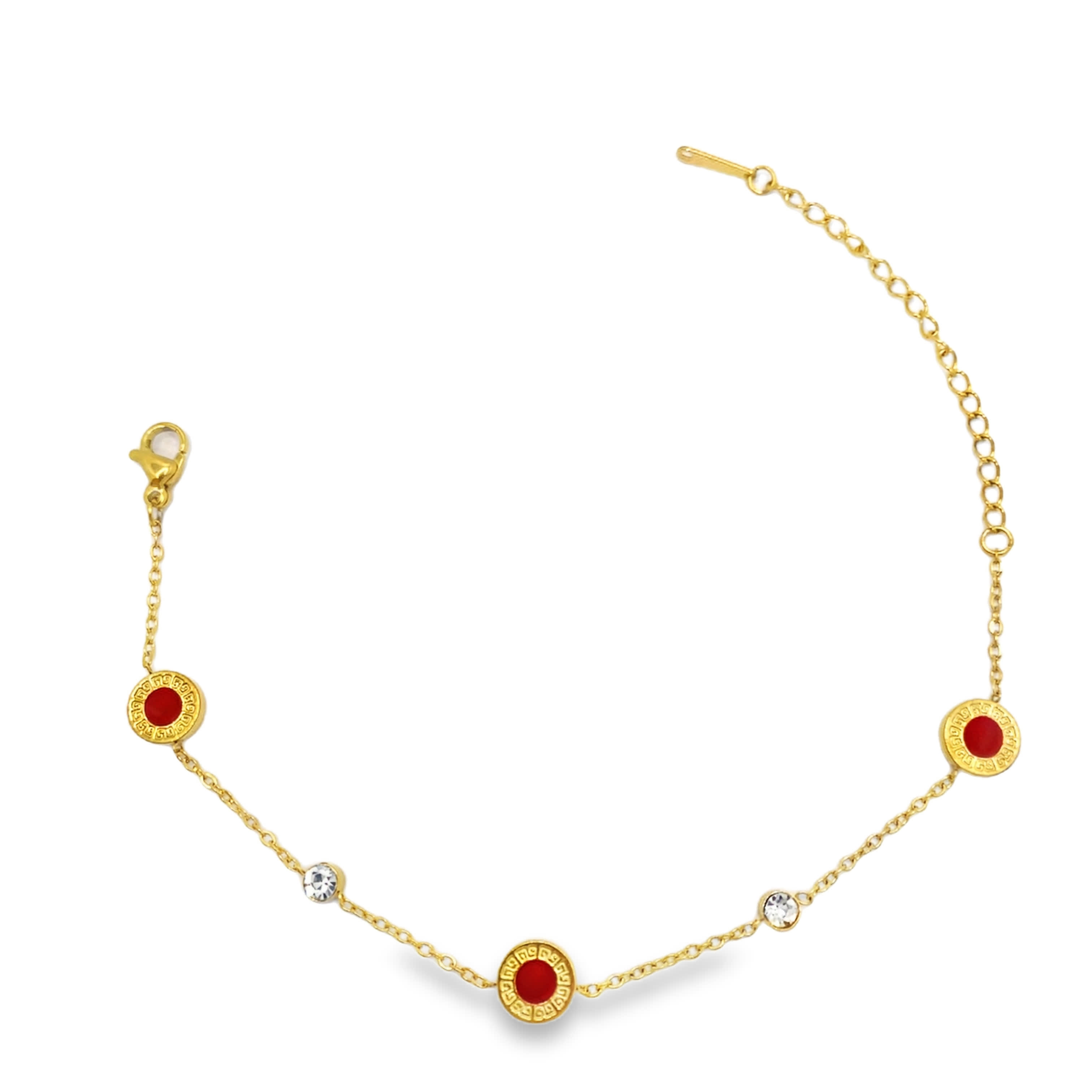 Bransoletka z czerwonymi kaboszonami koralowymi