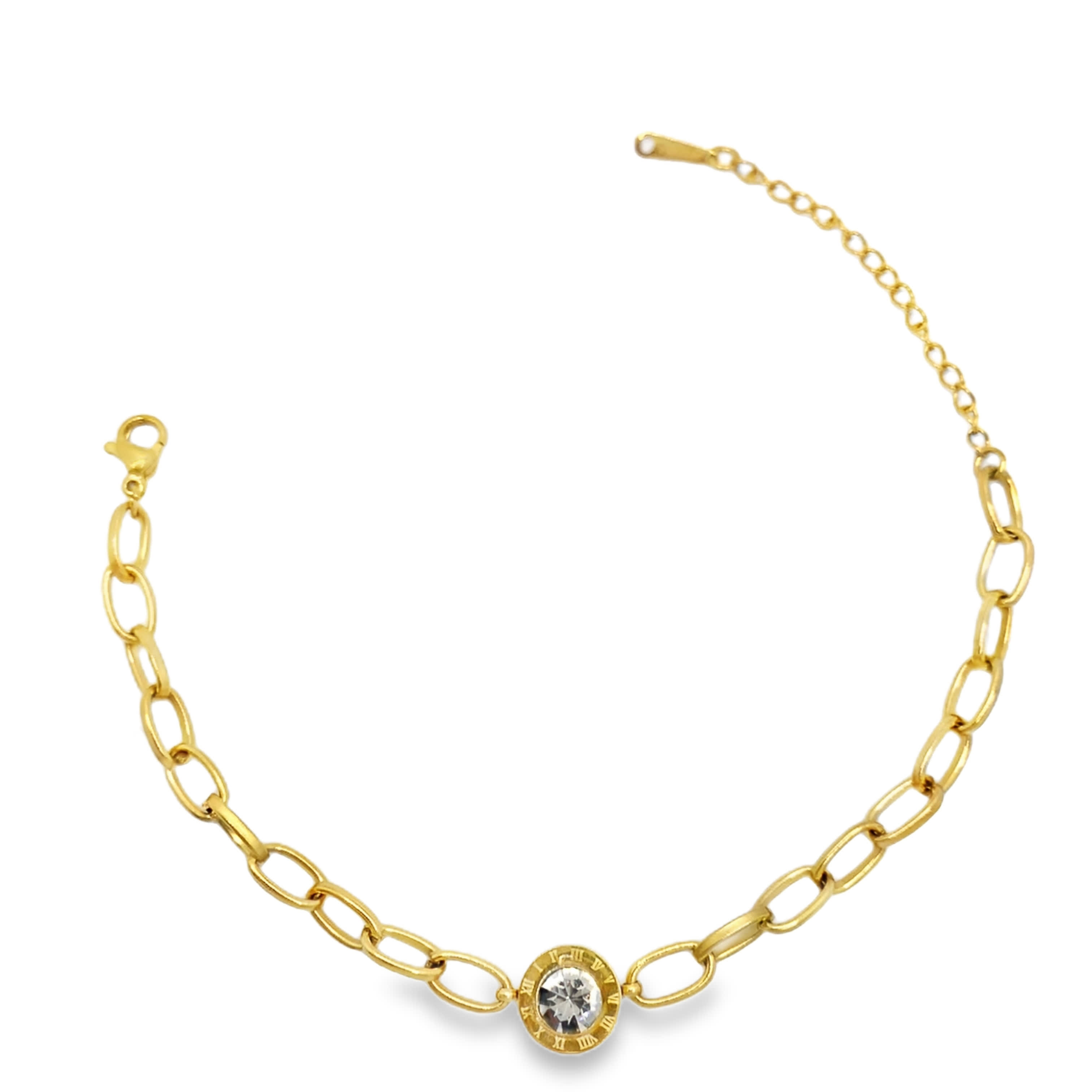 Złocona bransoletka łańcuszkowa z okrągłym szlifem kryształowym
