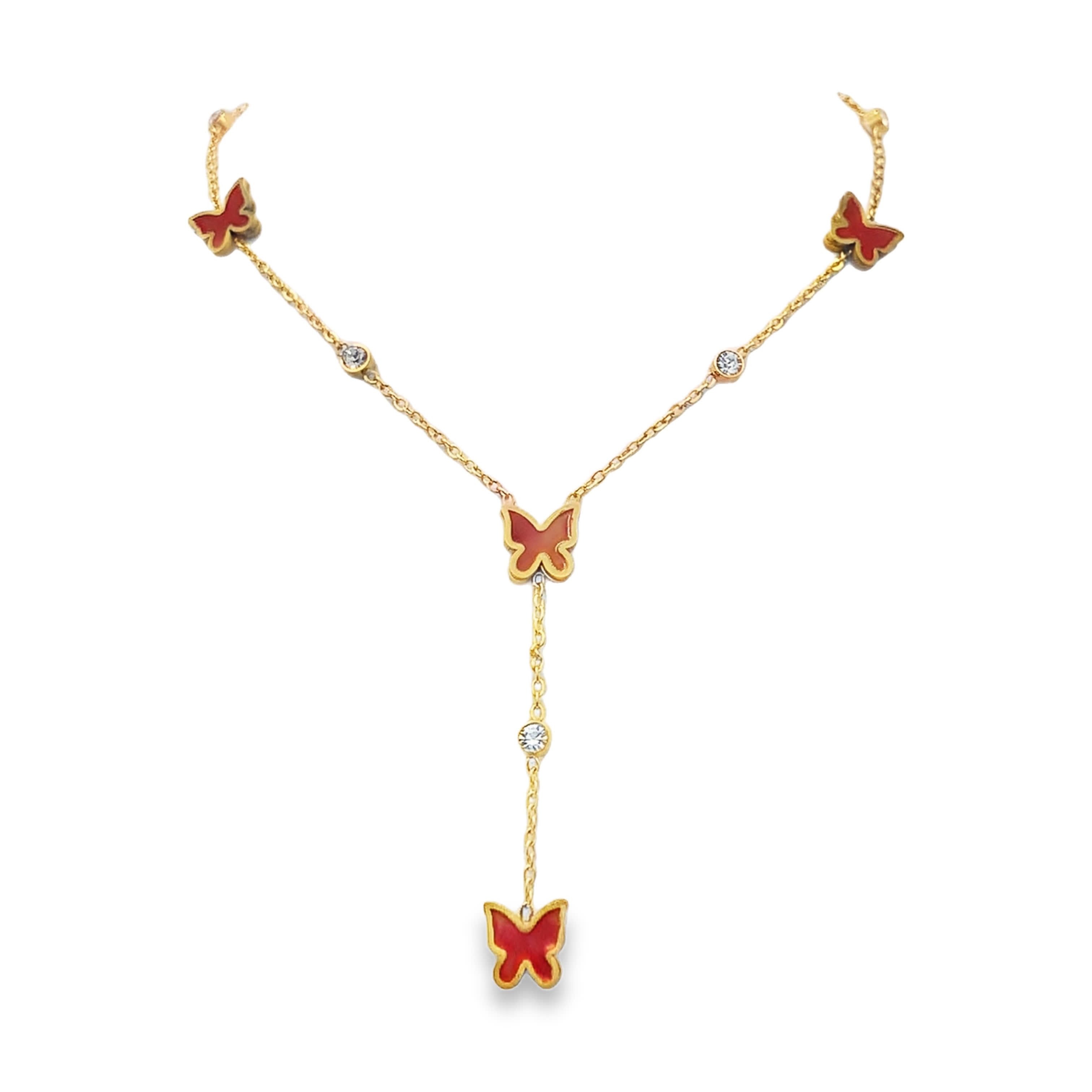 Naszyjnik ze złoconej stali z okrągłymi kamieniami