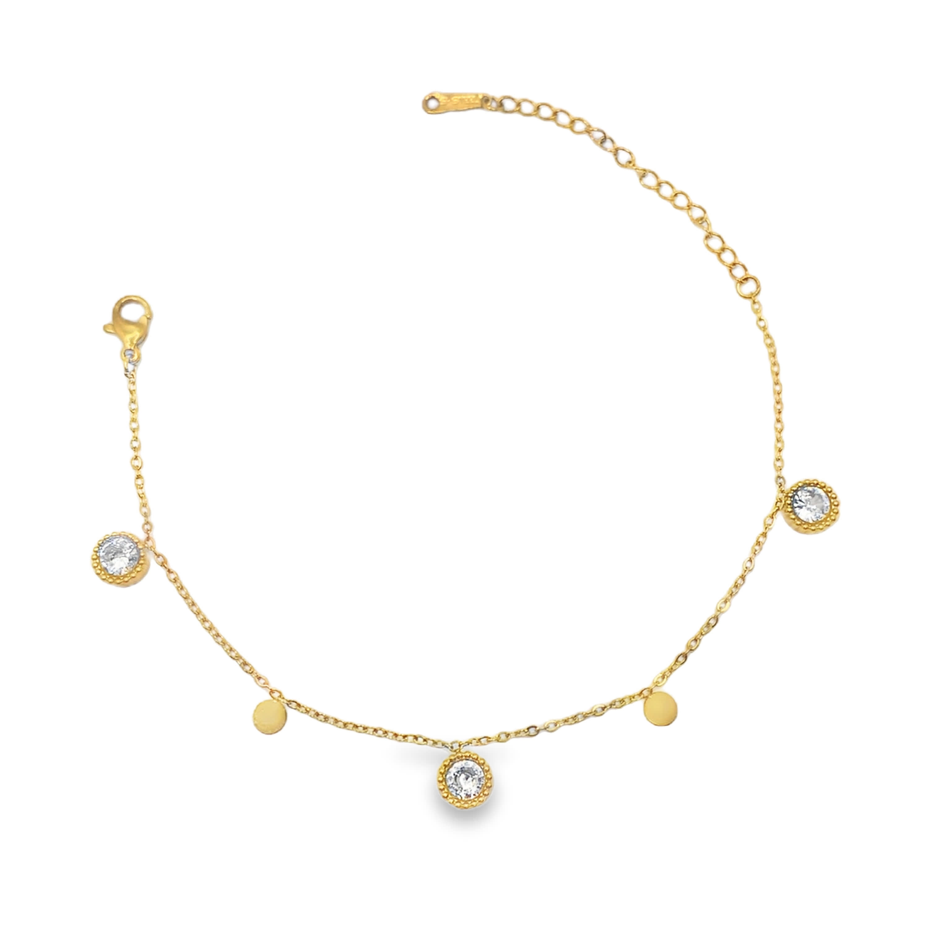 Bransoletka ze złoconej stali z łańcuszkiem i kryształowymi akcentami