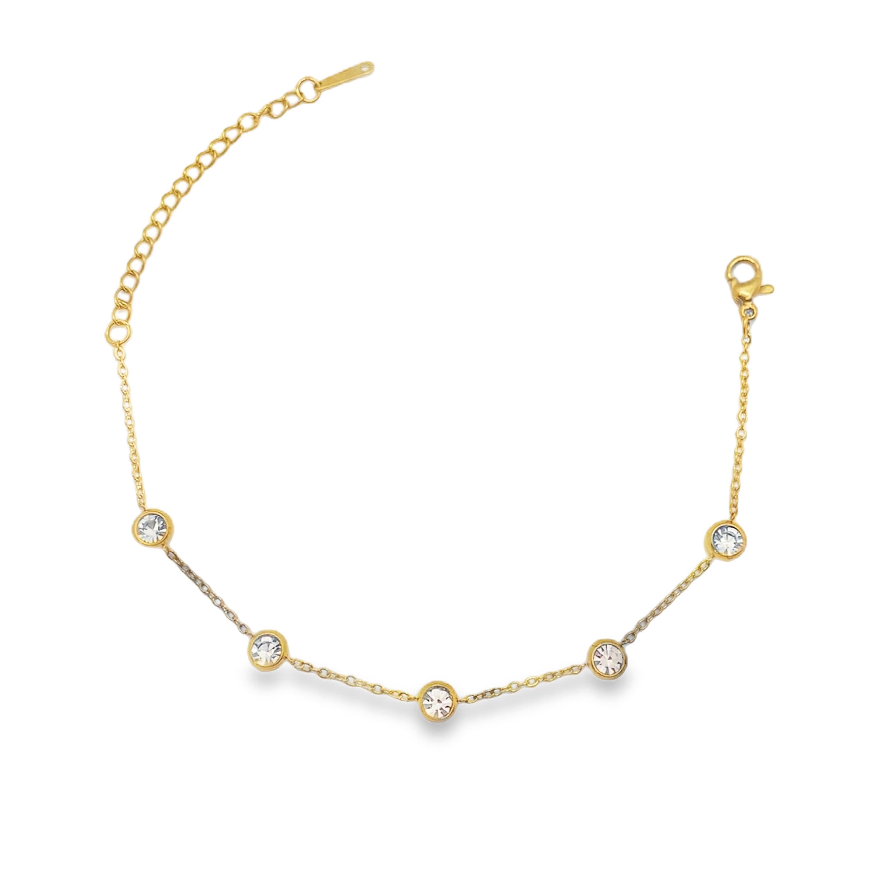 Bransoletka z łańcuszkiem z 14-karatowego żółtego metalu z kamieniami