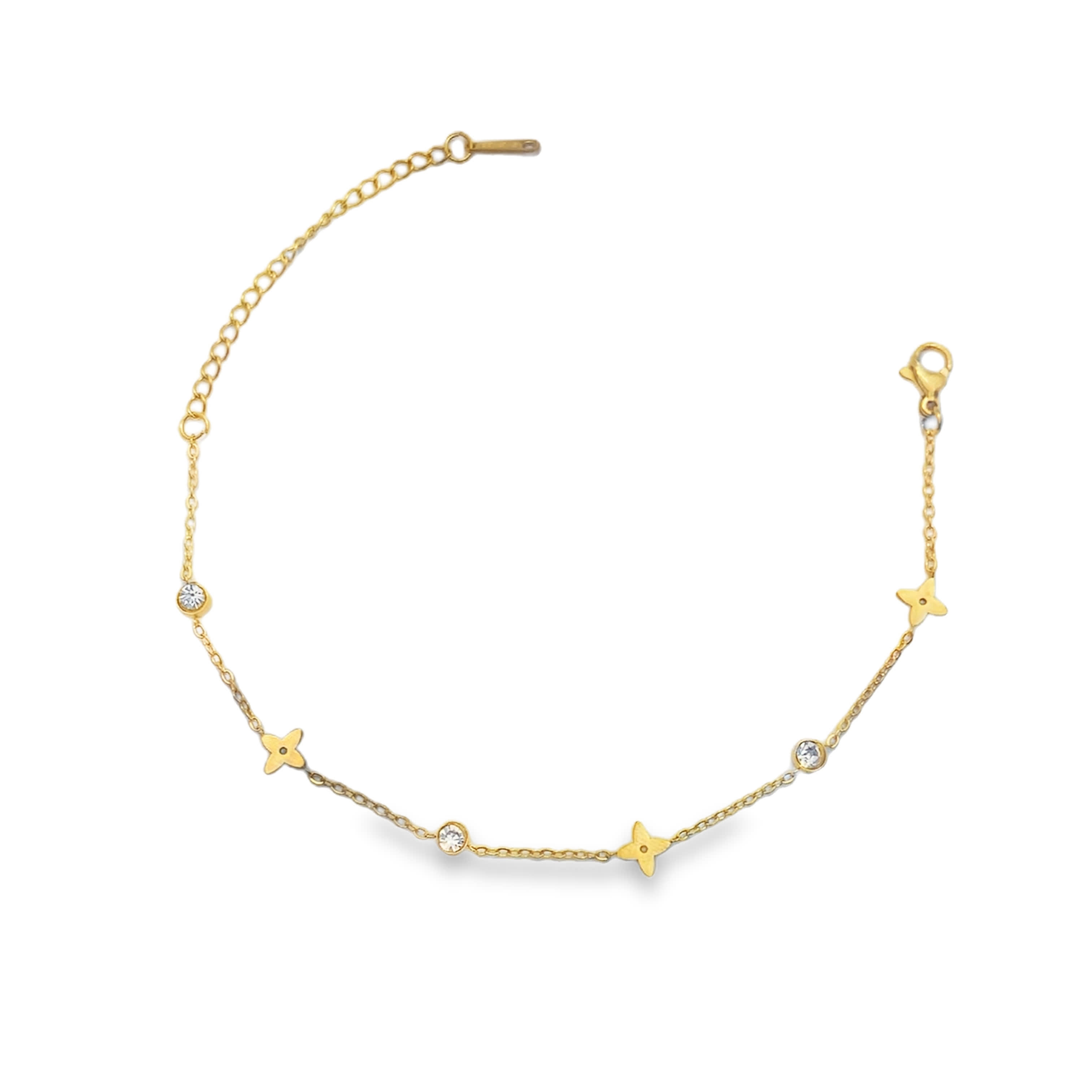 Bransoletka ze złoconej stali z okrągłymi kamieniami