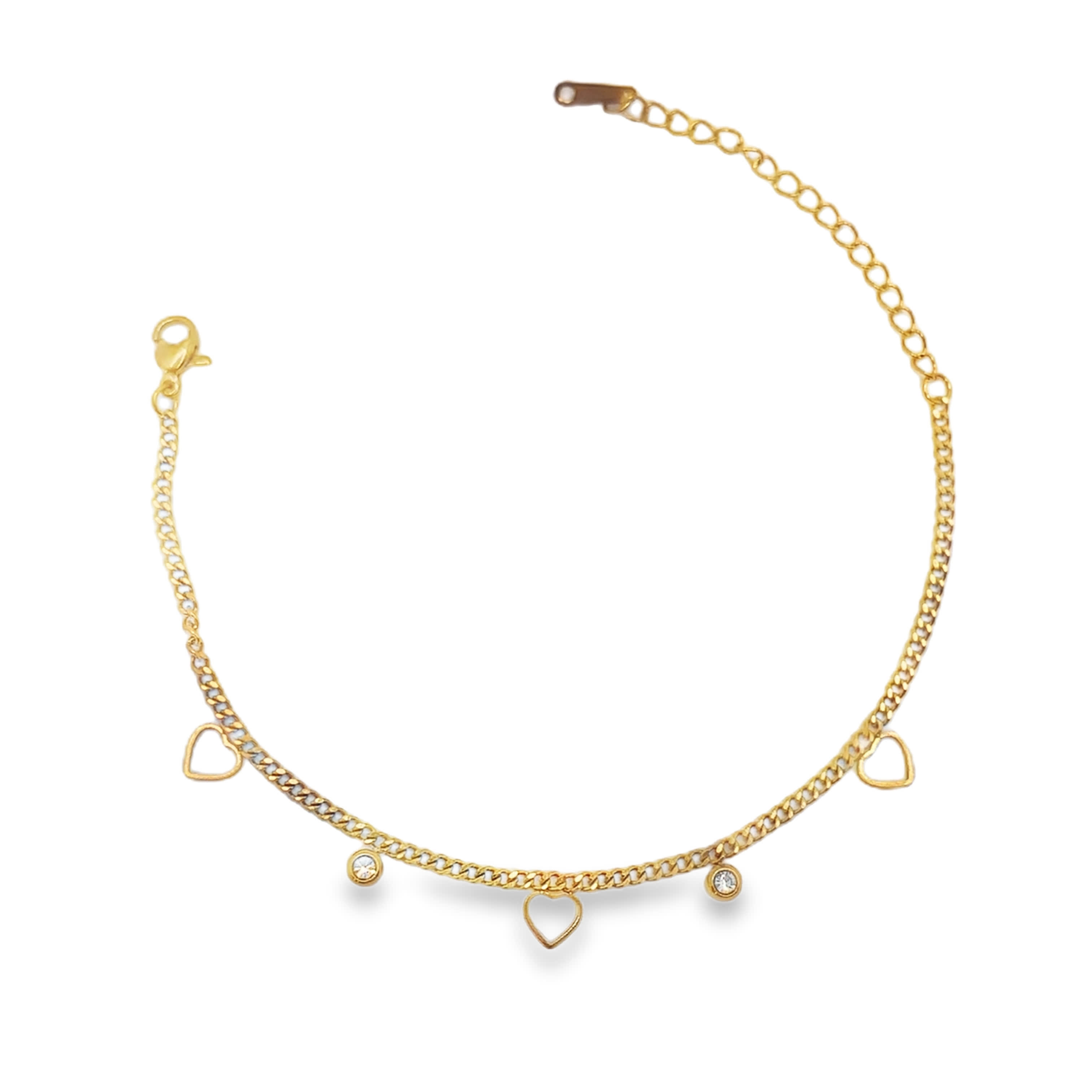 Elegancka bransoletka ze złoconej stali z okrągłymi kamieniami