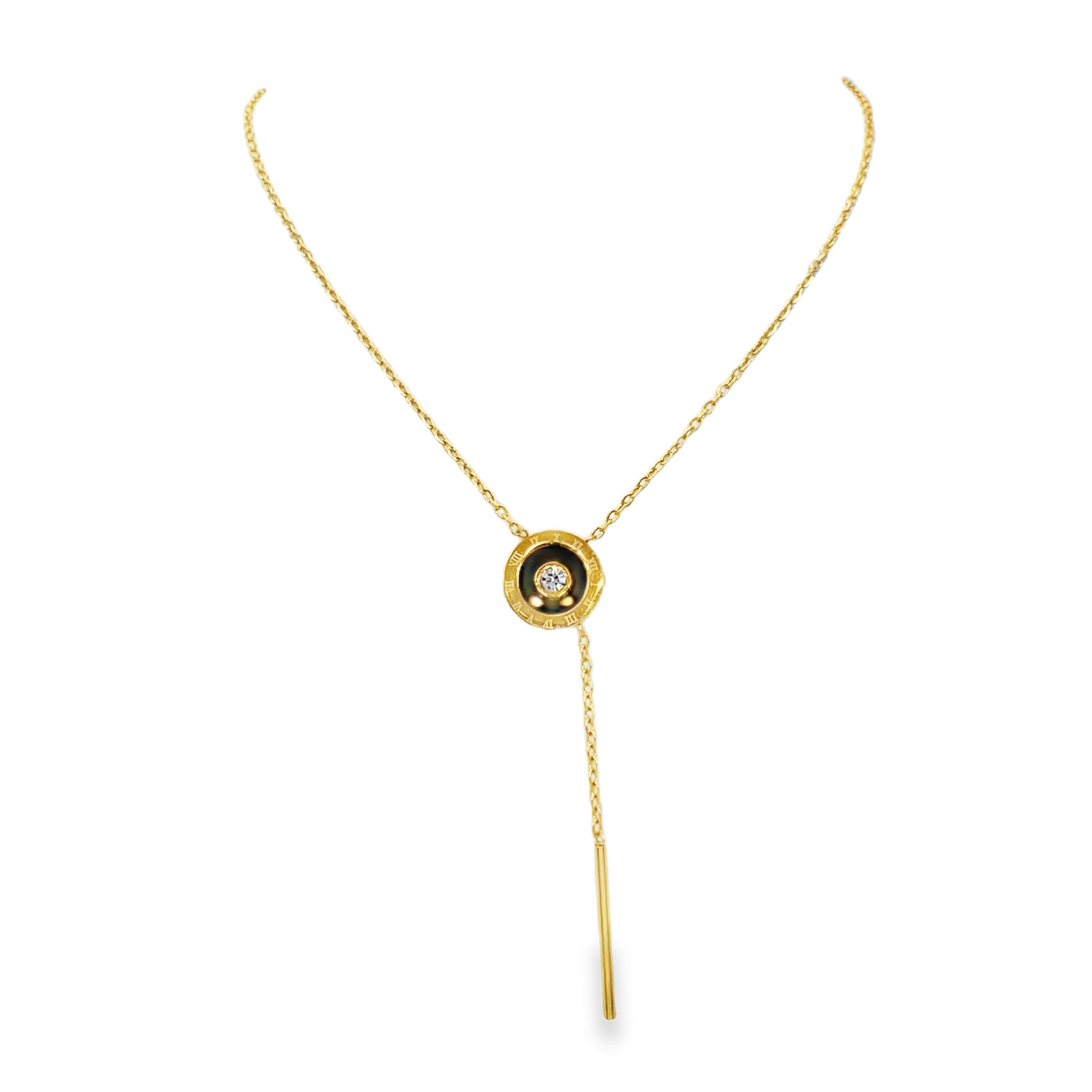 Naszyjnik z  wisiorkiem w żółtej stali