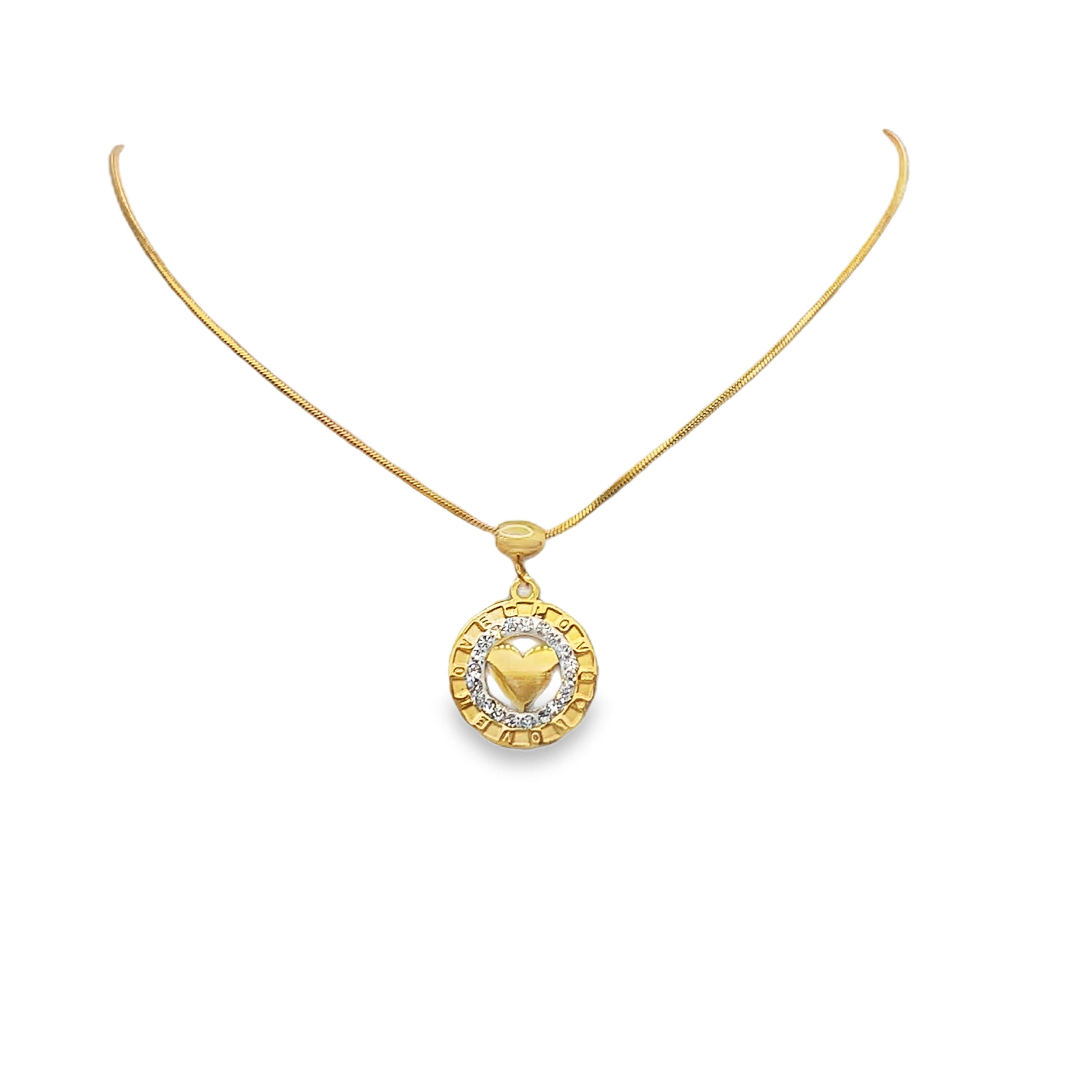 Naszyjnik ze złoconej stali z okrągłym kamieniem