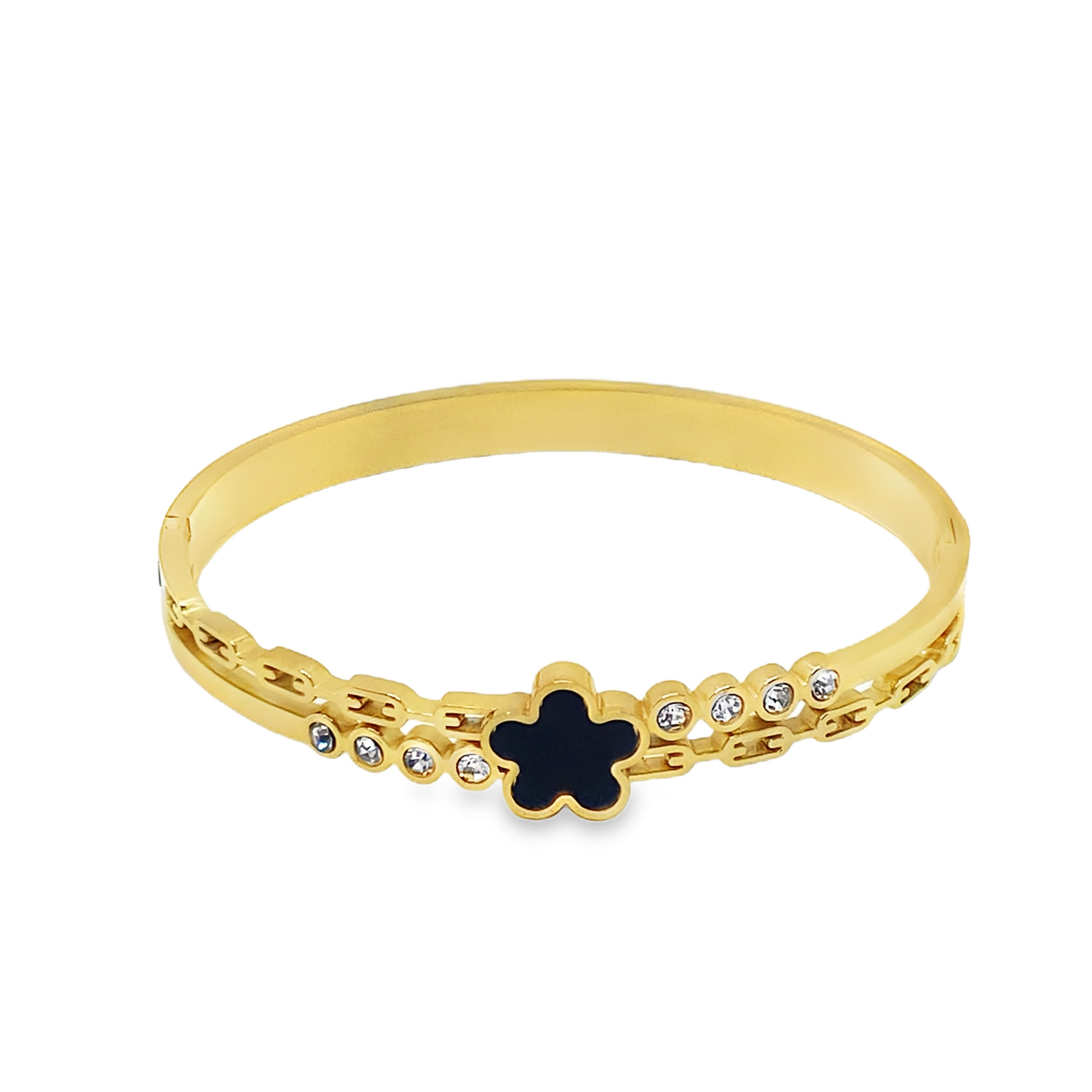 Złocona bransoletka z akcentem z onyksu kaboszonowego