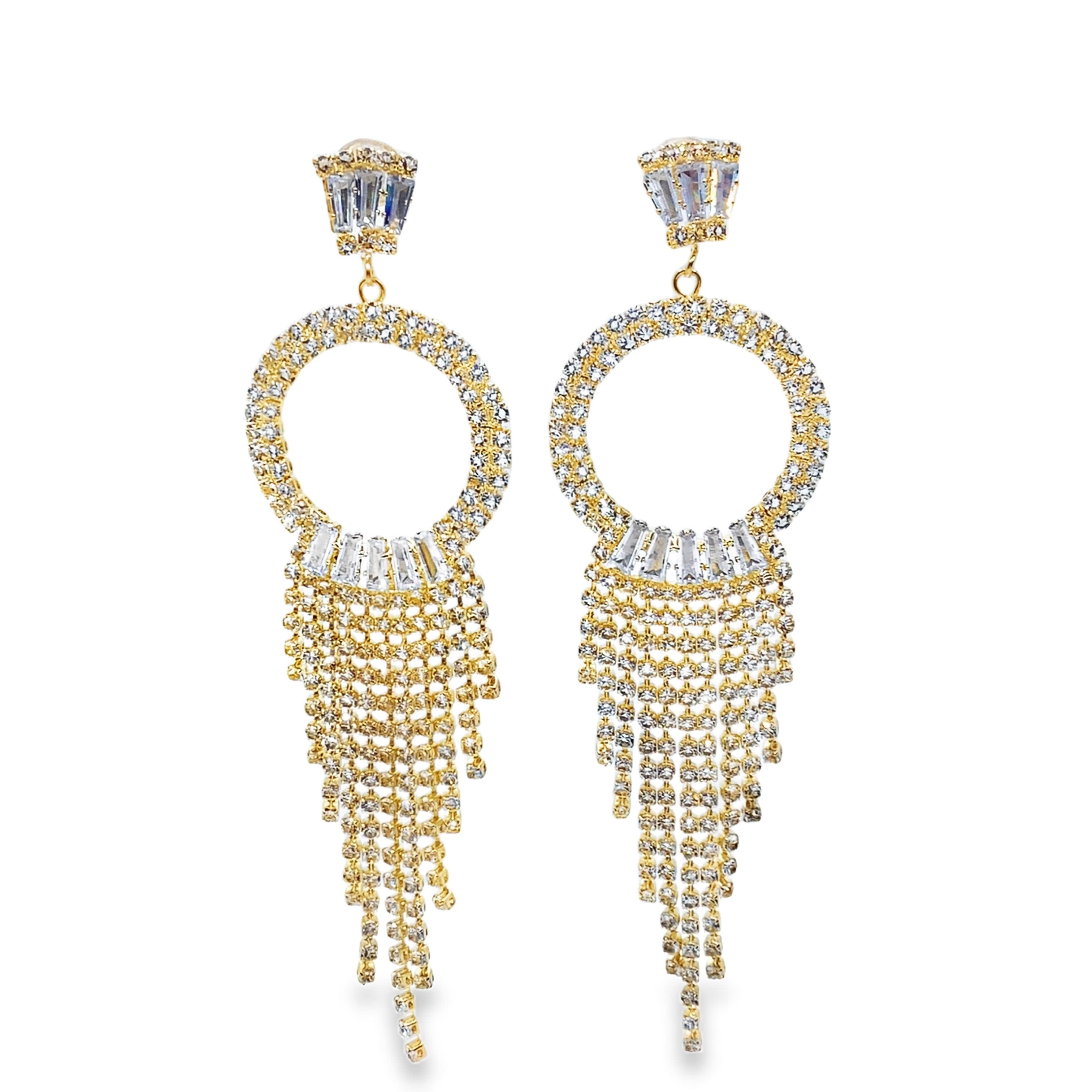 Golden Cascade: wiszące kolczyki z kryształkami w 2