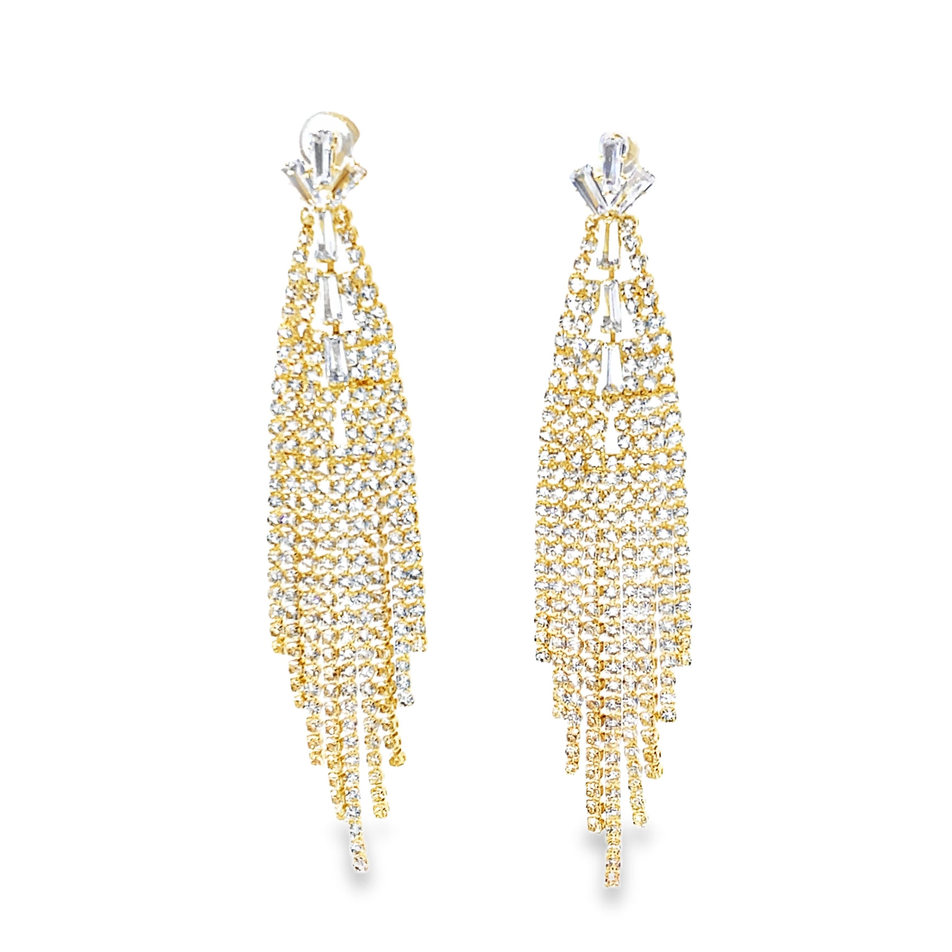 Złocone wiszące kolczyki z okrągłymi kryształkami