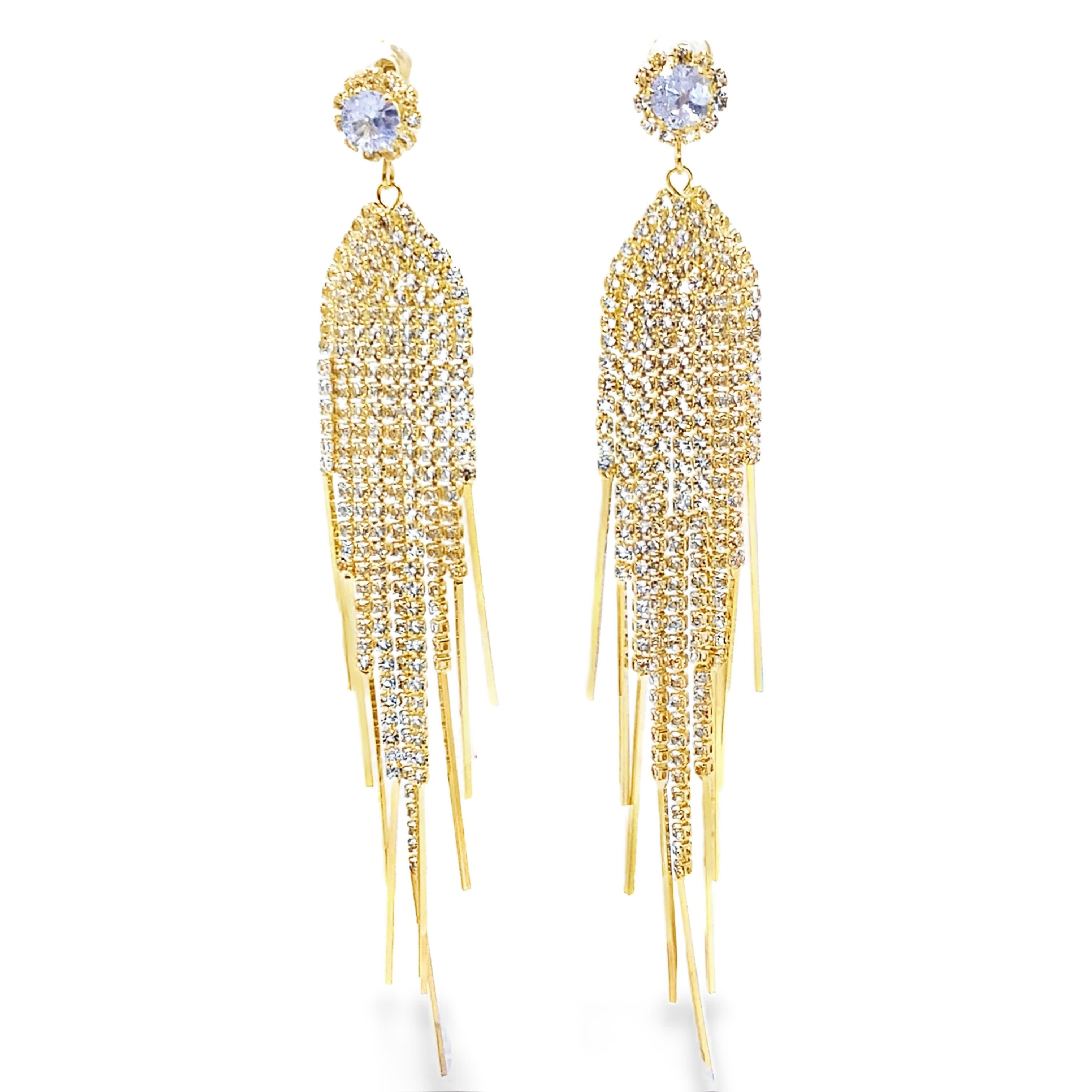 Złocone wiszące kolczyki z kryształowymi akcentami