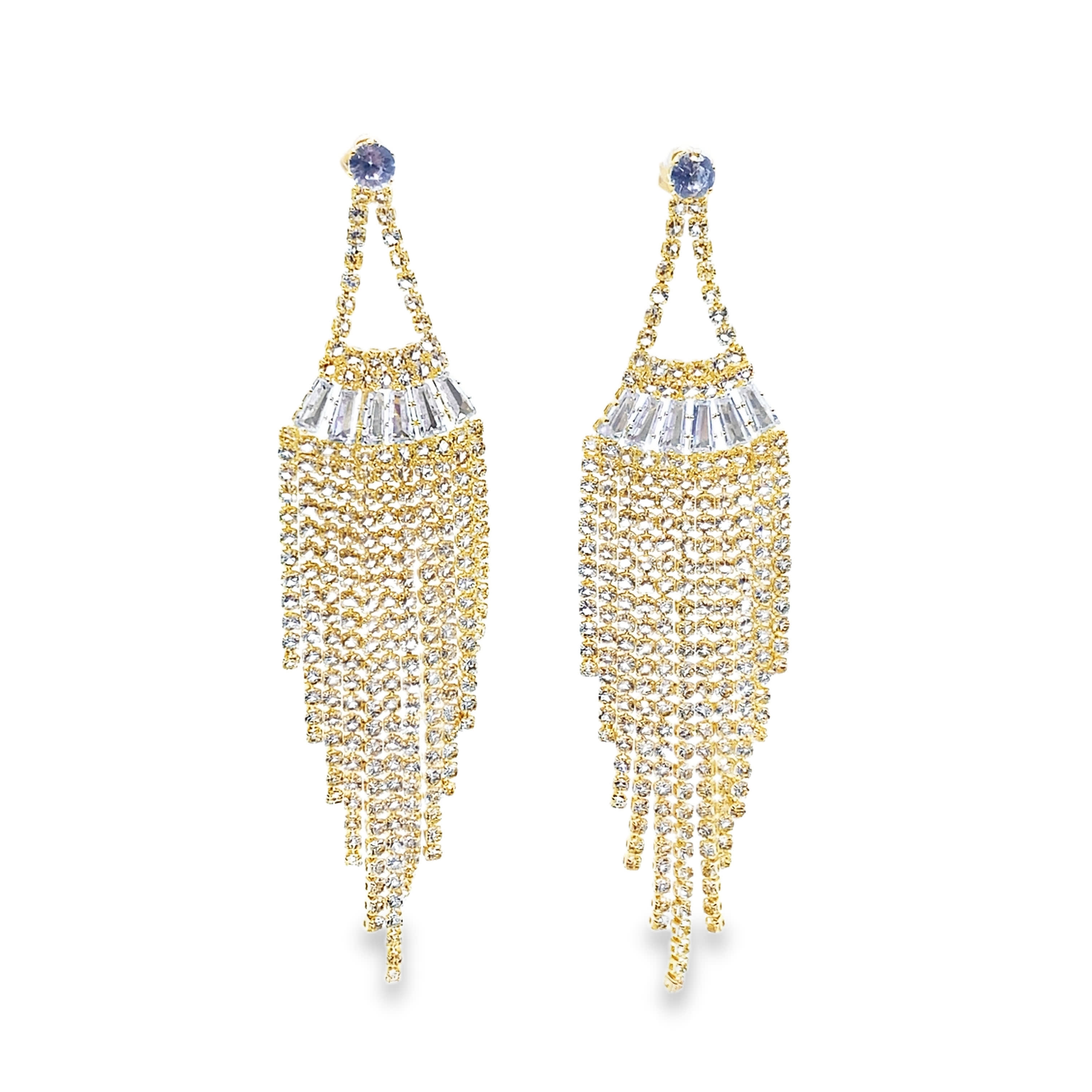 Kolczyki wiszące z kryształkami w kolorze złocistym