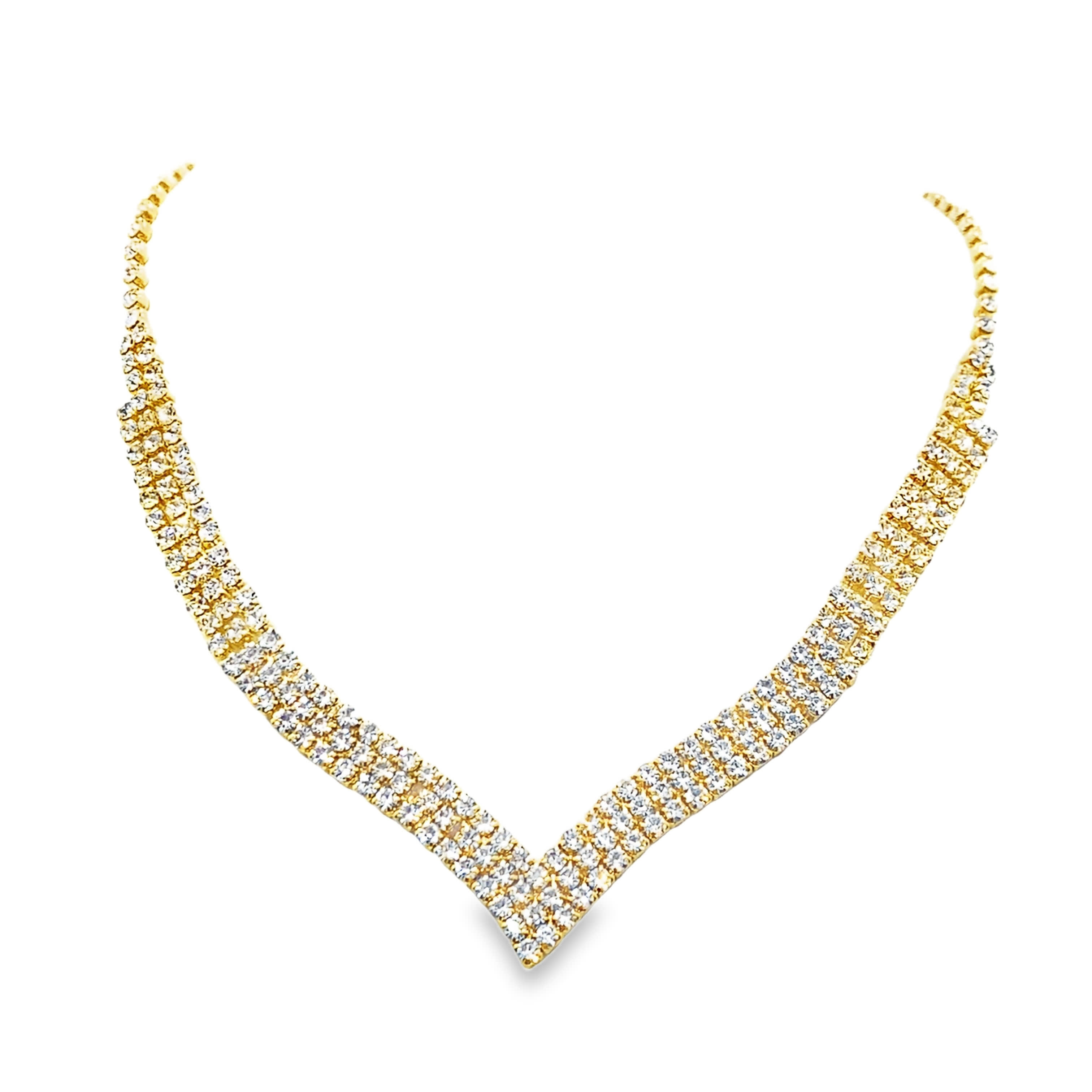 Olśniewający kryształowy złocony naszyjnik z kamieniami