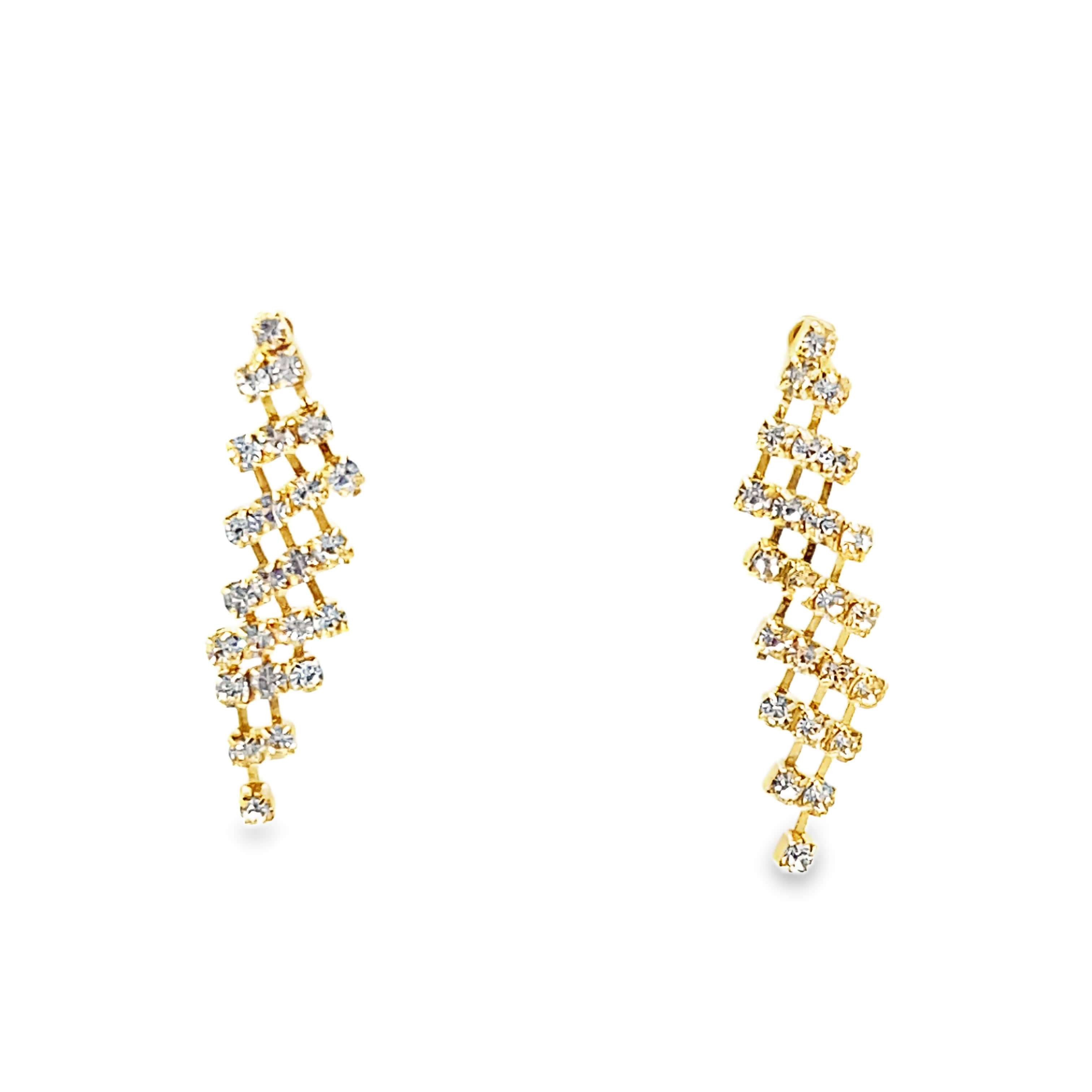 Złocone wiszące kolczyki z kryształami