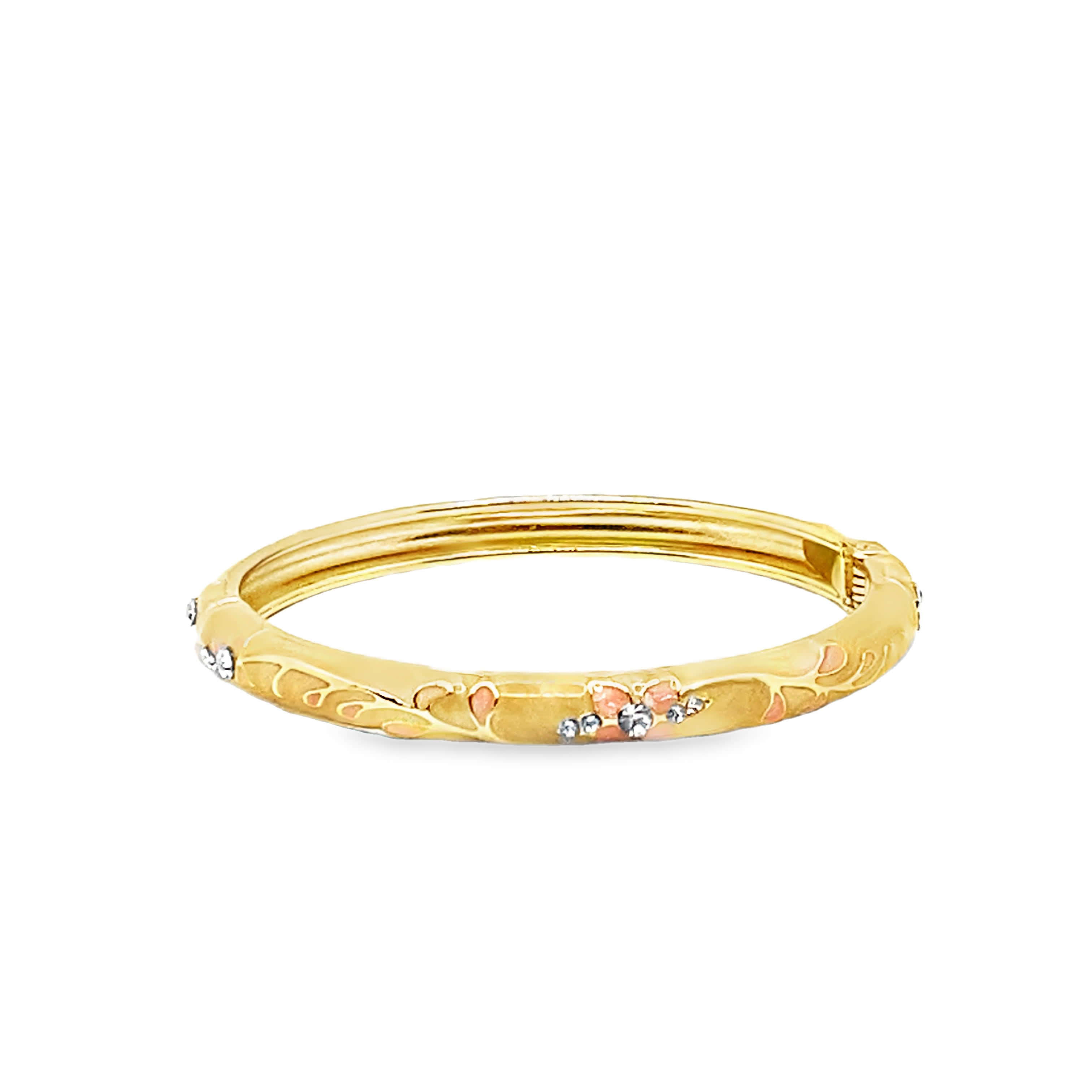 Bransoletka ze złoconej stali z  motywem kwiatowym