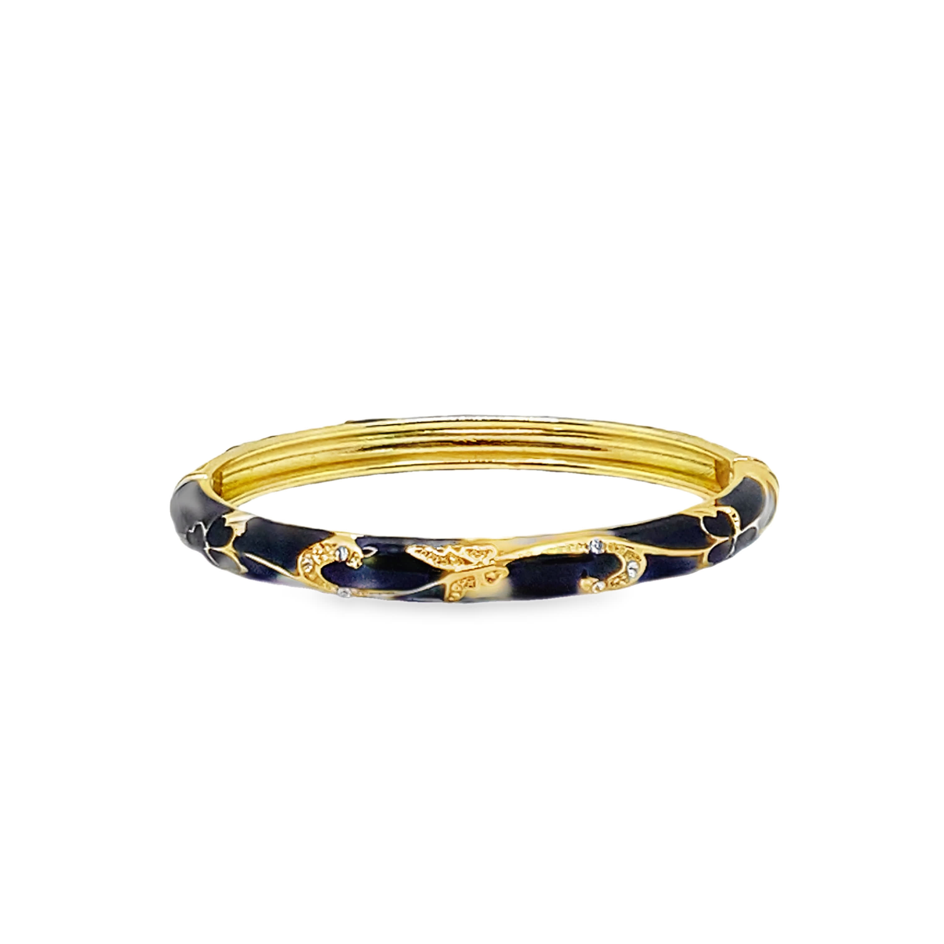 Elegancka bransoletka ze złoconej stali z kwiatowym wzorem