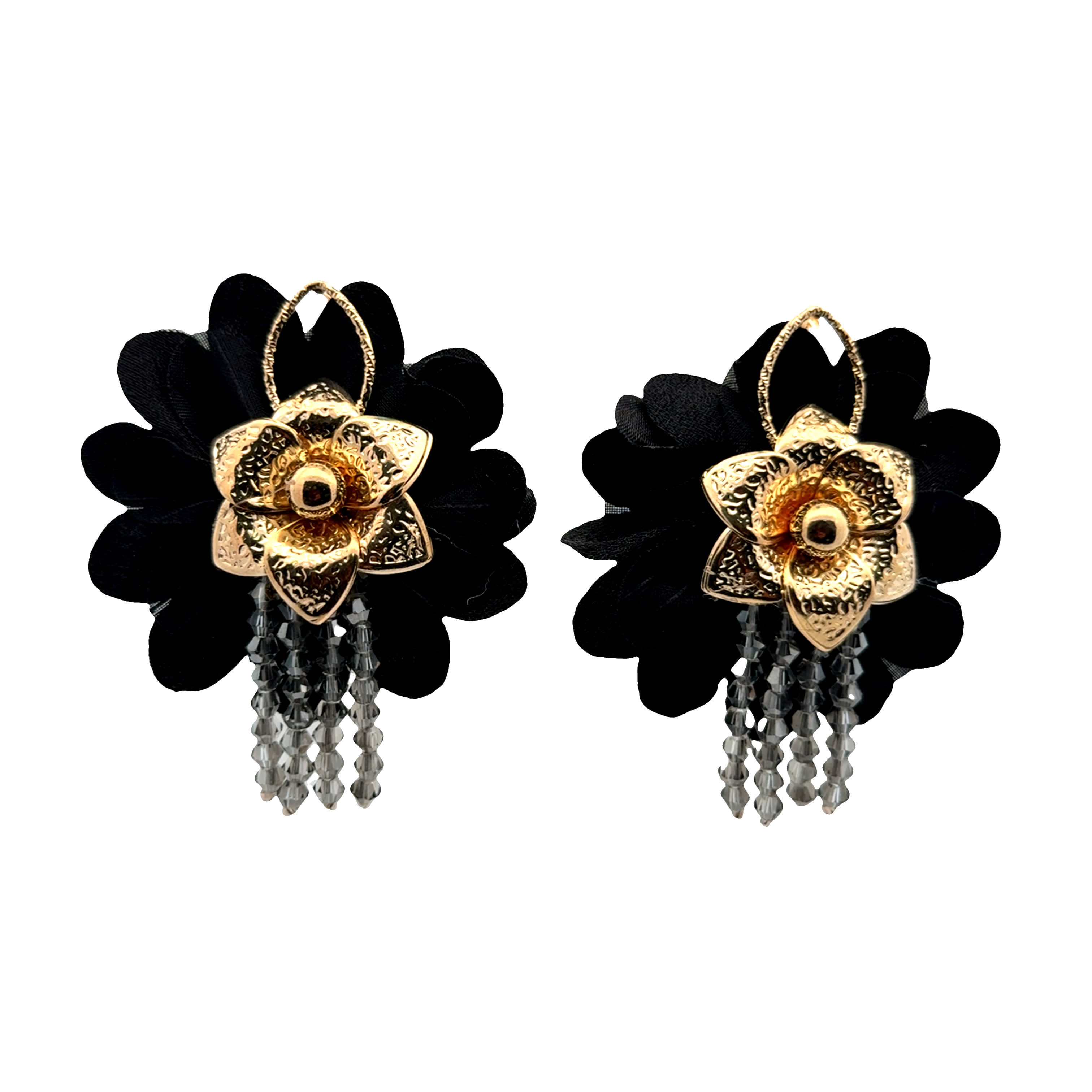 Kolczyki z motywem kwiatowym z kryształowymi koralikami