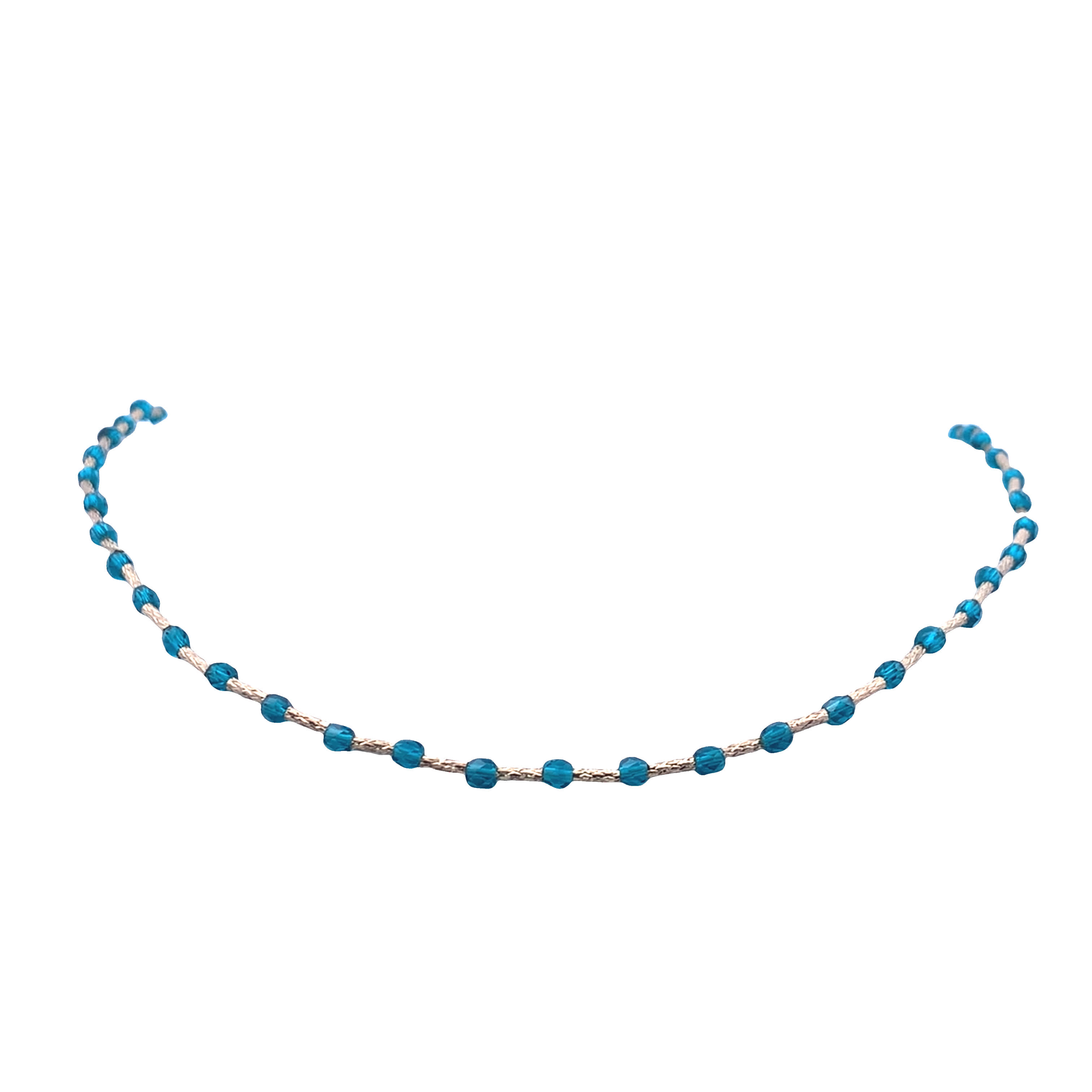 Naszyjnik z niebieskich kryształów i okrągłych koralików