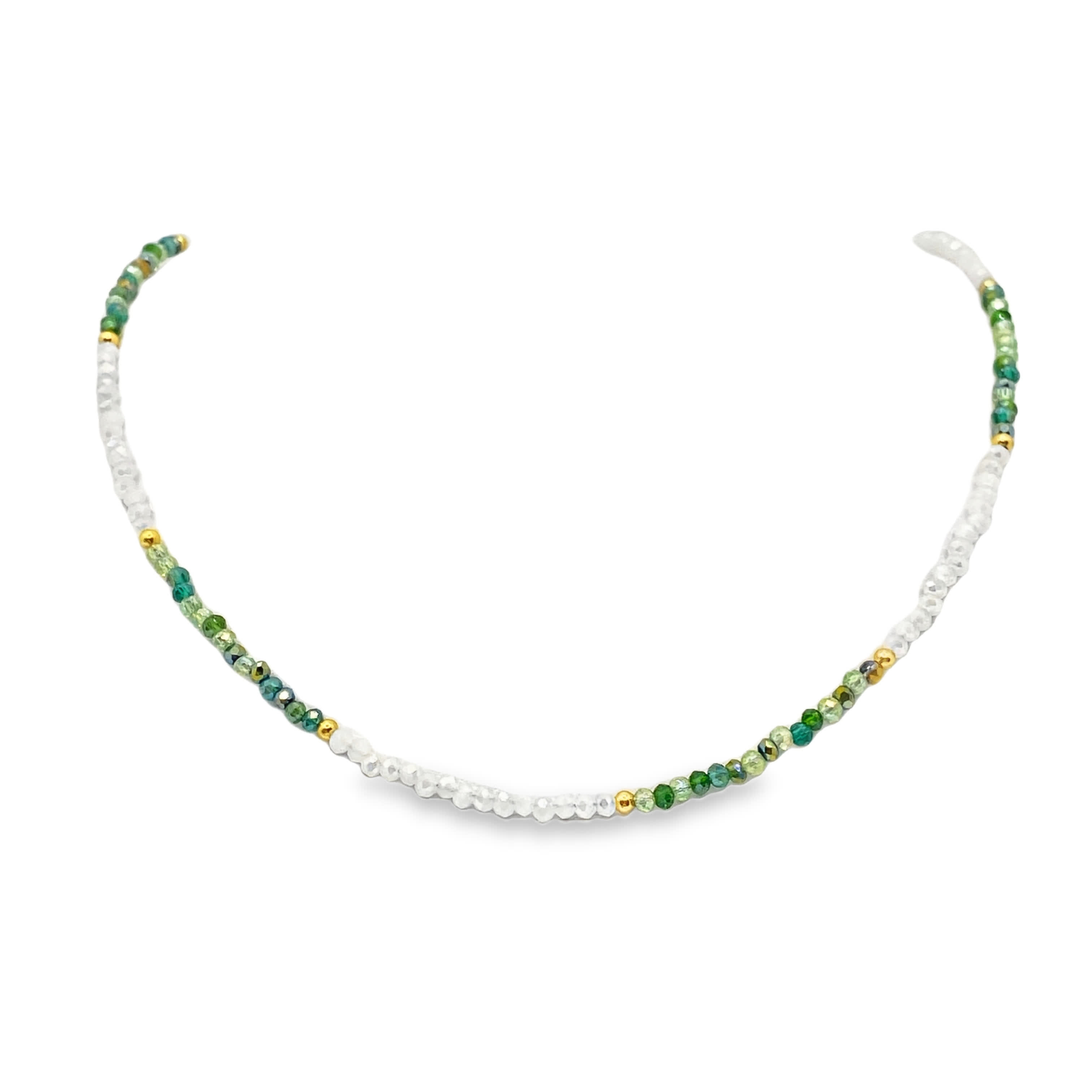 Naszyjnik z koralików kryształowych z akcentami ze złoconej stali