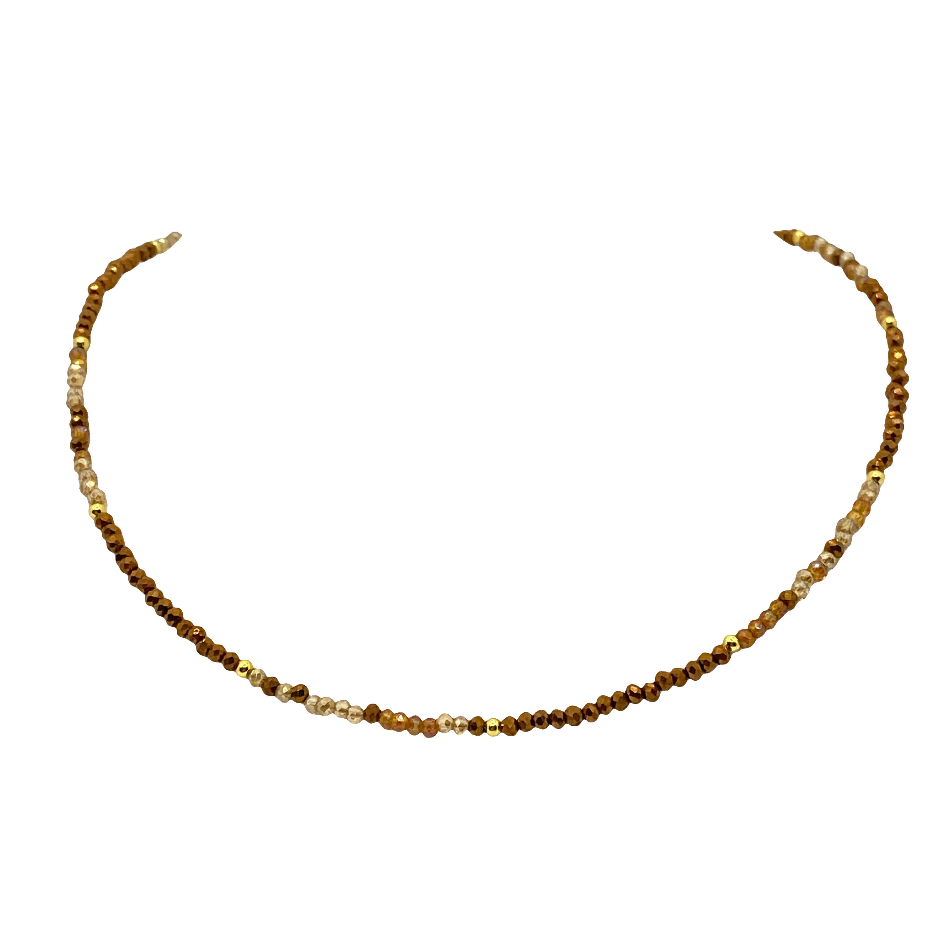 Złocony naszyjnik z koralikami, podstawa bez metalu